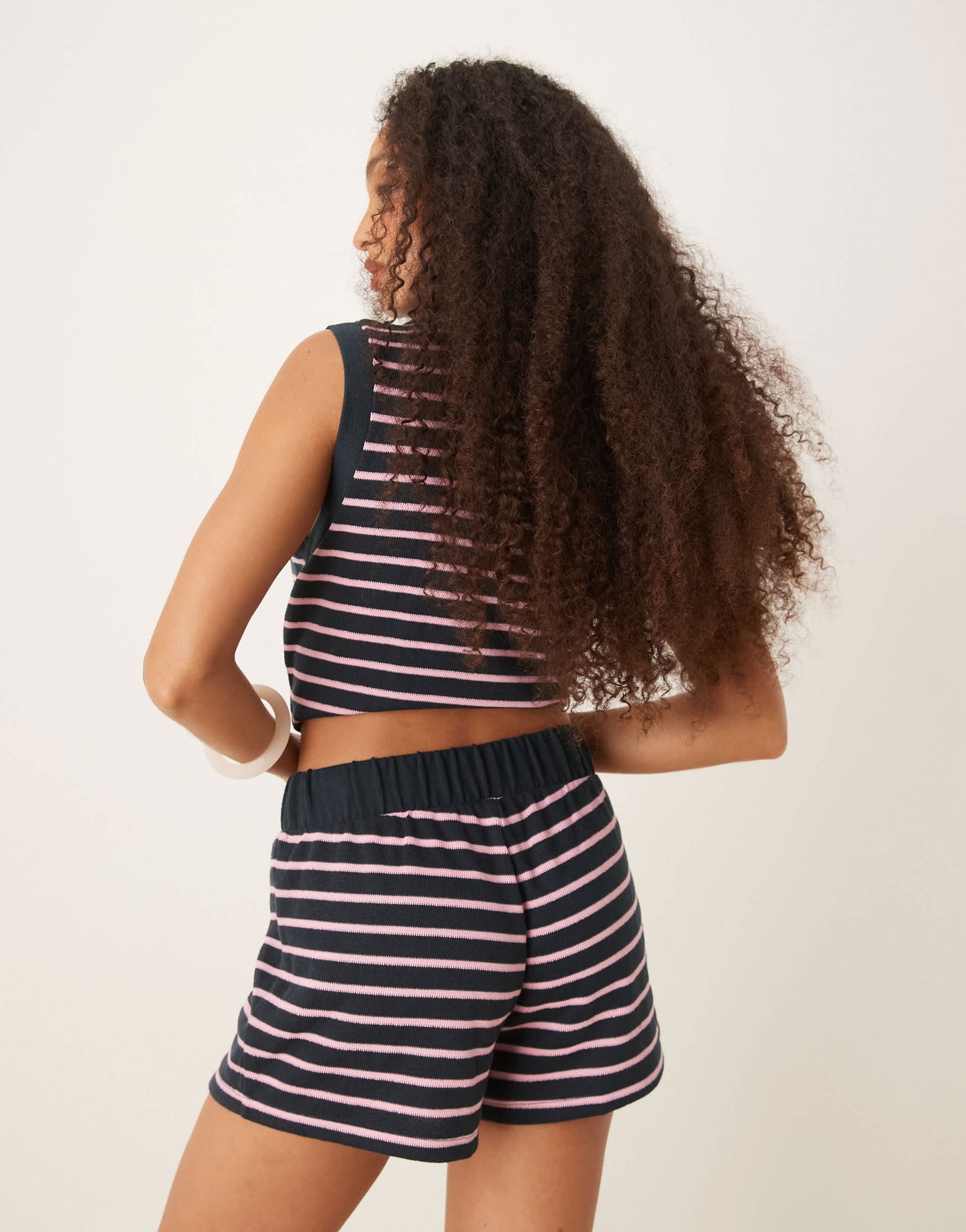 ASOS DESIGN  boxer short co-ord in textured navy stripe
