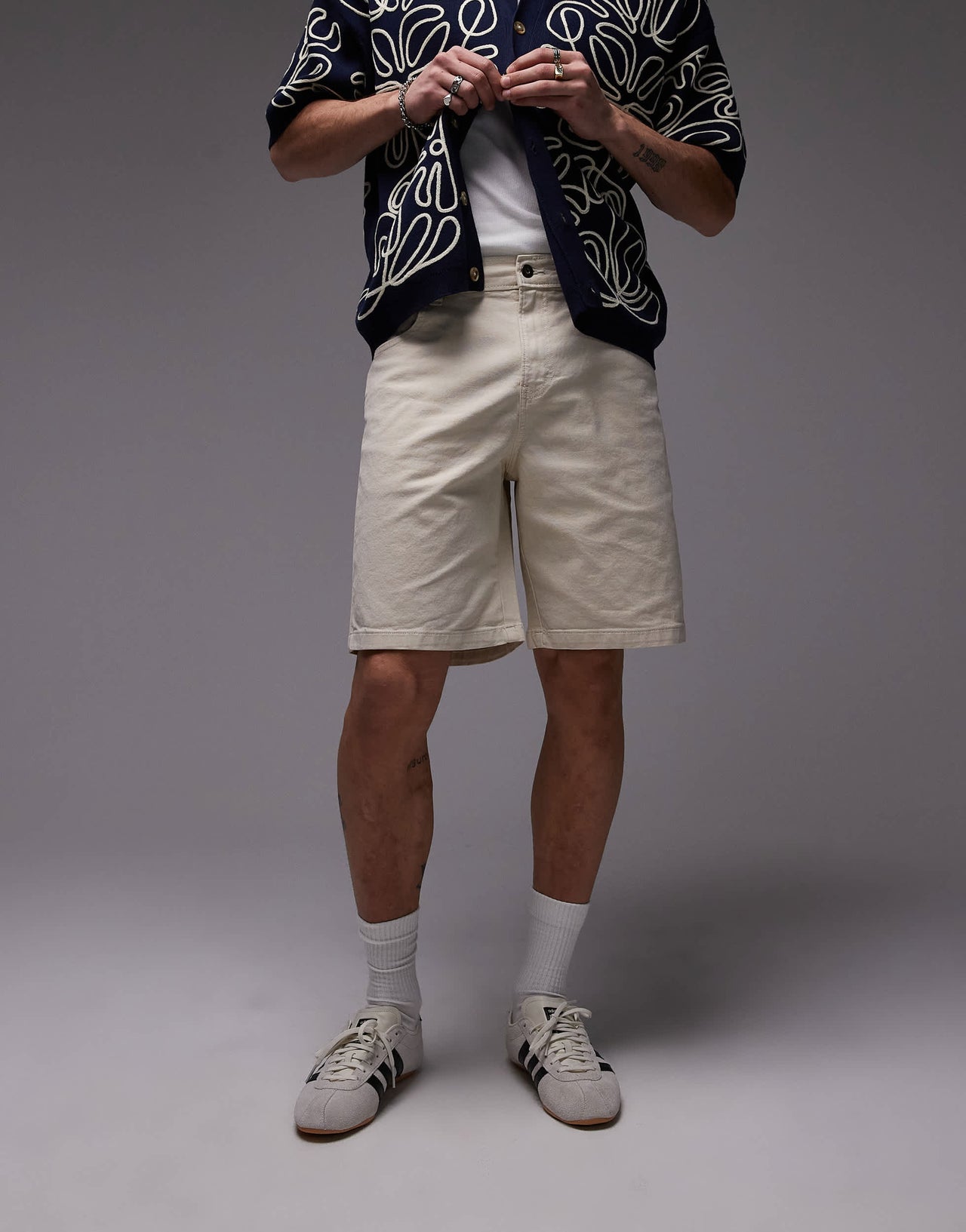Dickies river ranch western work shorts in off white