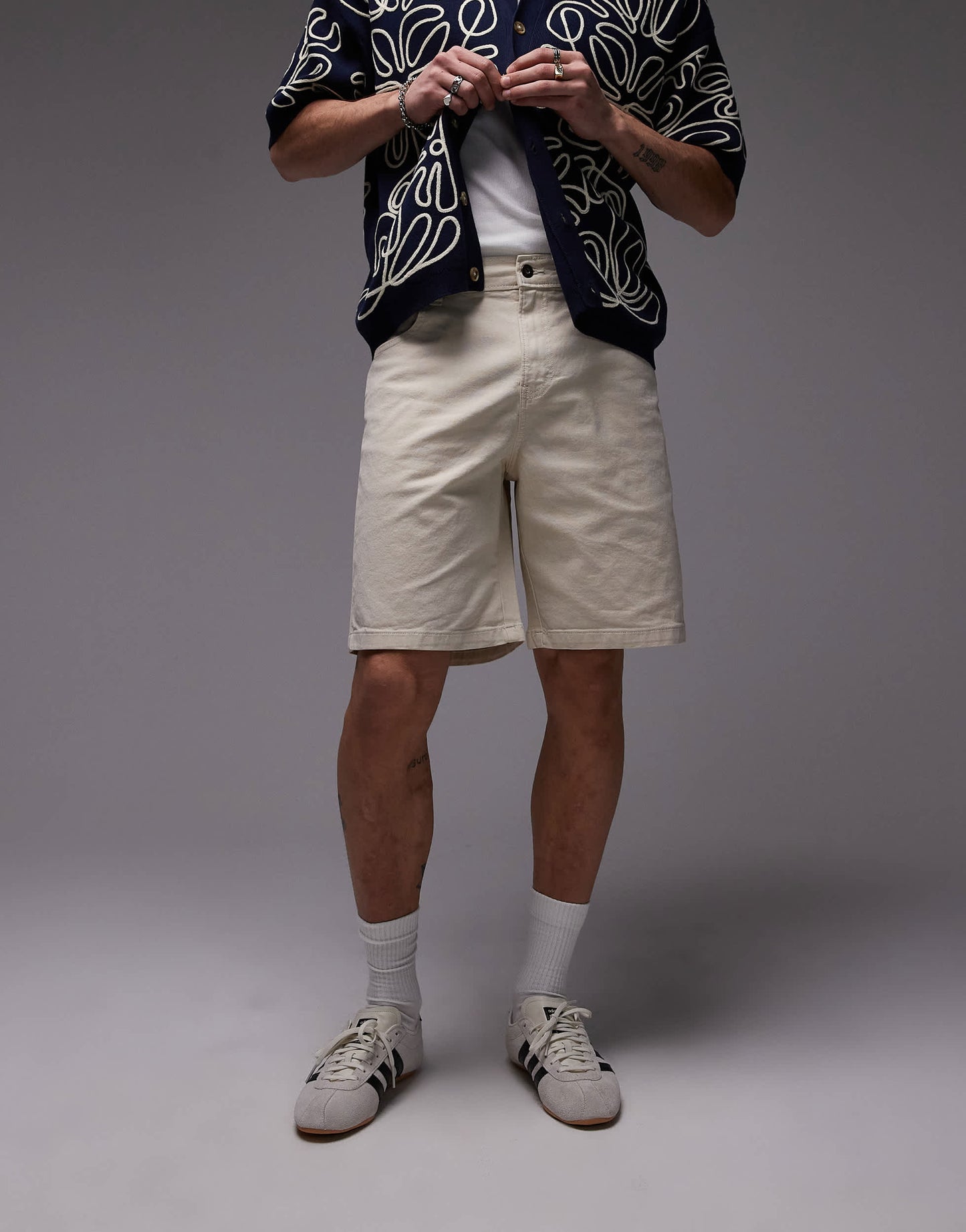 Dickies river ranch western work shorts in off white