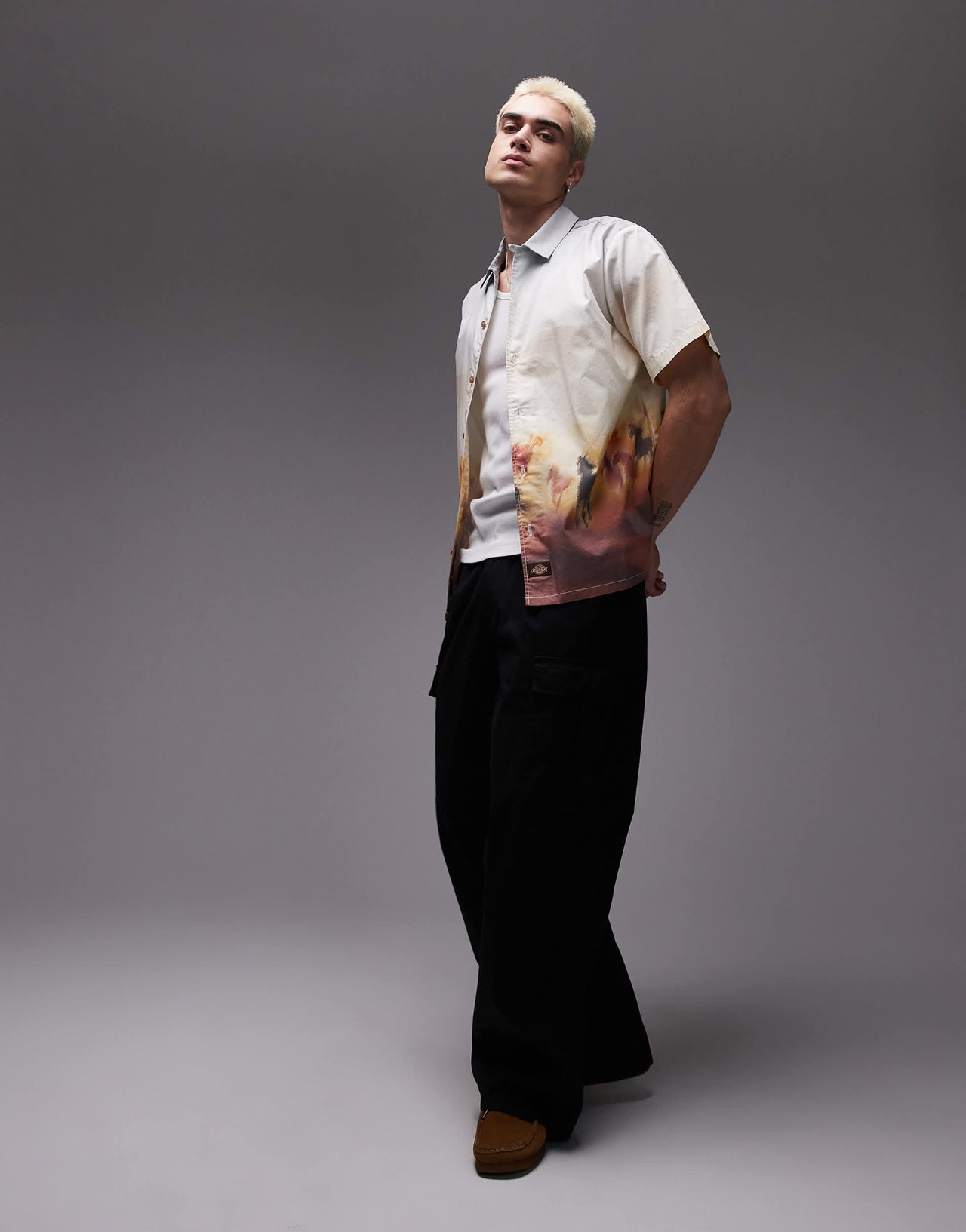 Dickies running wild western graphic print shirt in tan