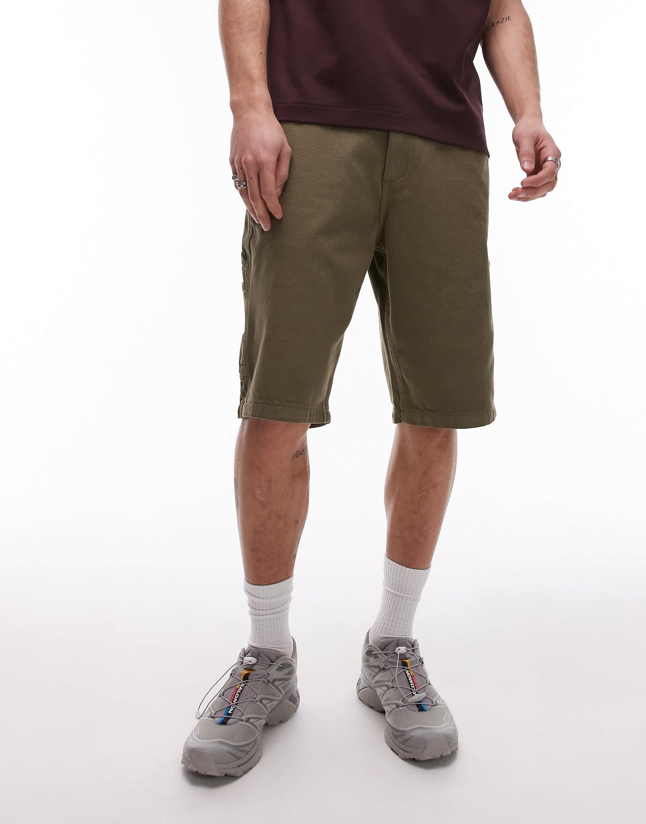 Dickies garyville regular fit carpenter denim shorts in khaki green