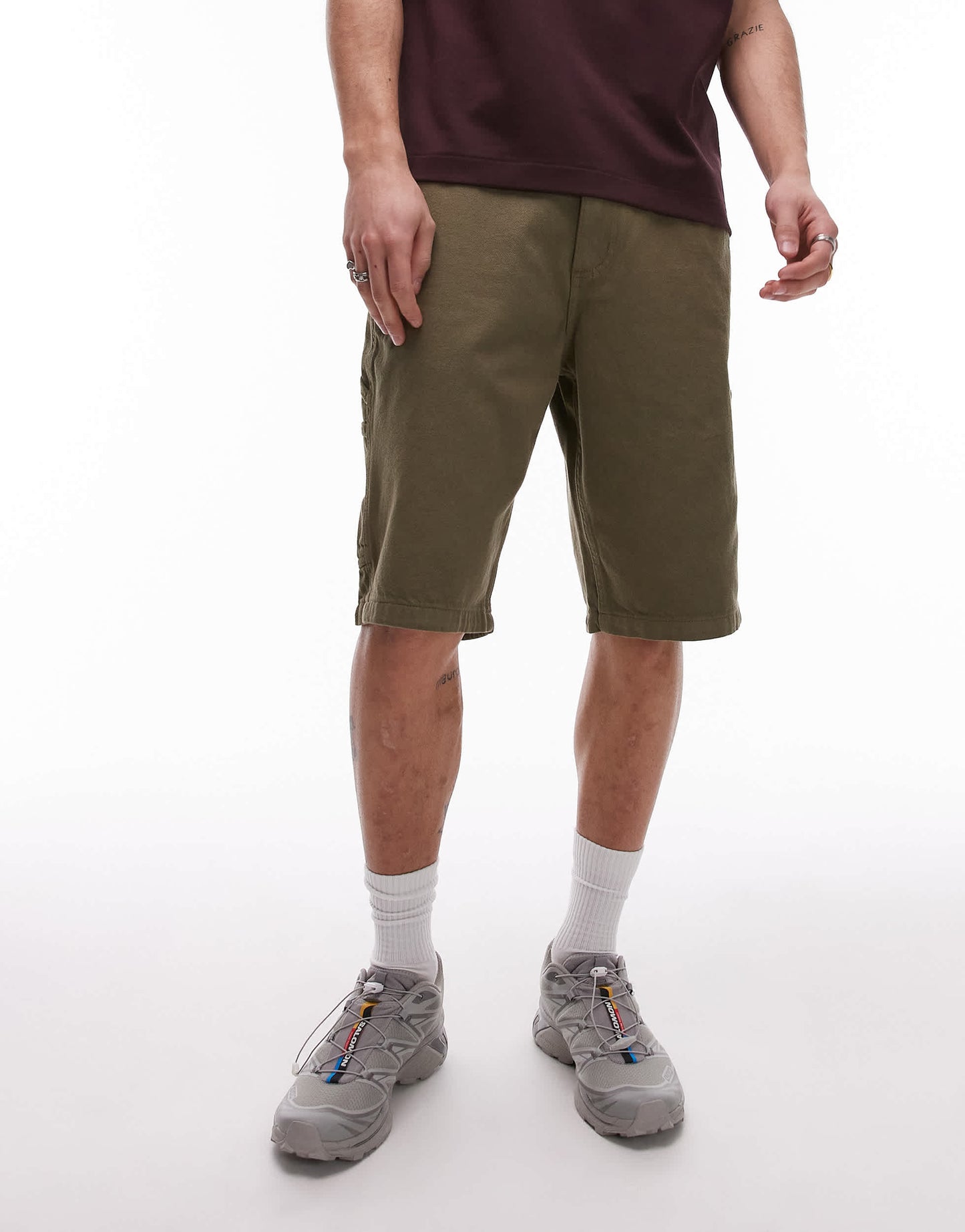 Dickies garyville regular fit carpenter denim shorts in khaki green