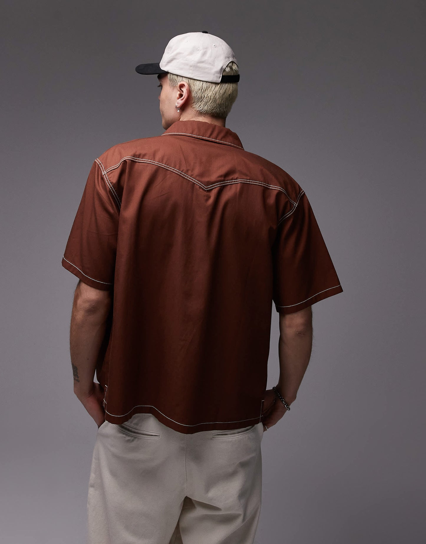 Dickies river ranch western work shirt in cappuccino brown