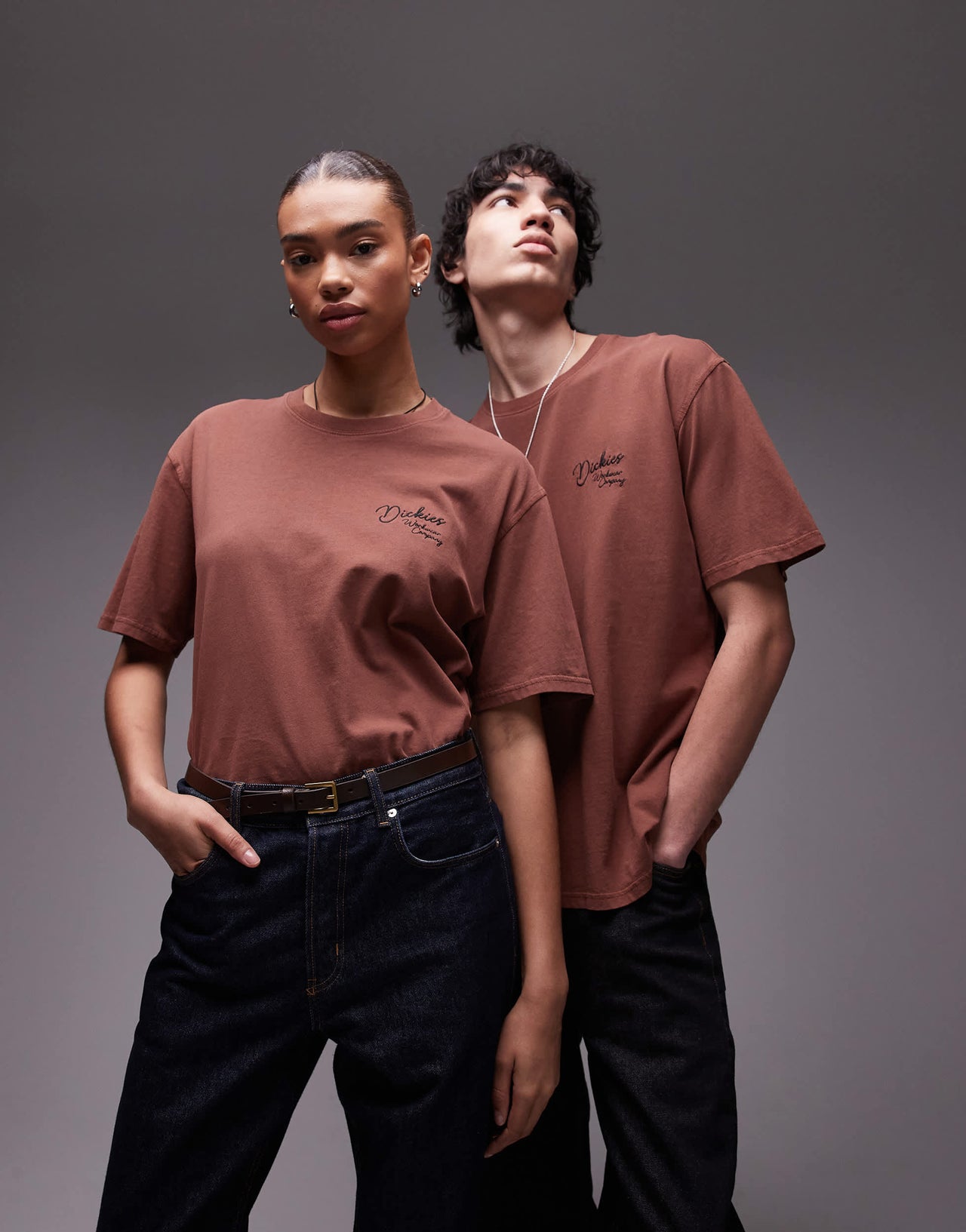 Dickies western tonal rope small logo t-shirt in cappuccino brown