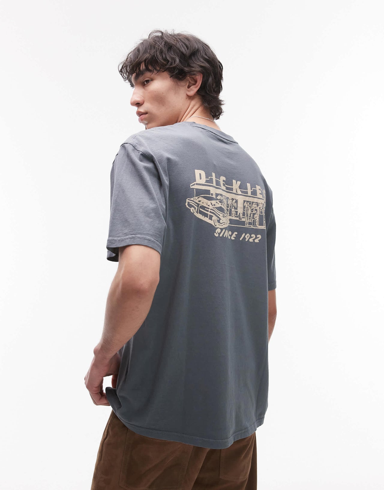 Dickies service station graphic back print t-shirt in mid blue