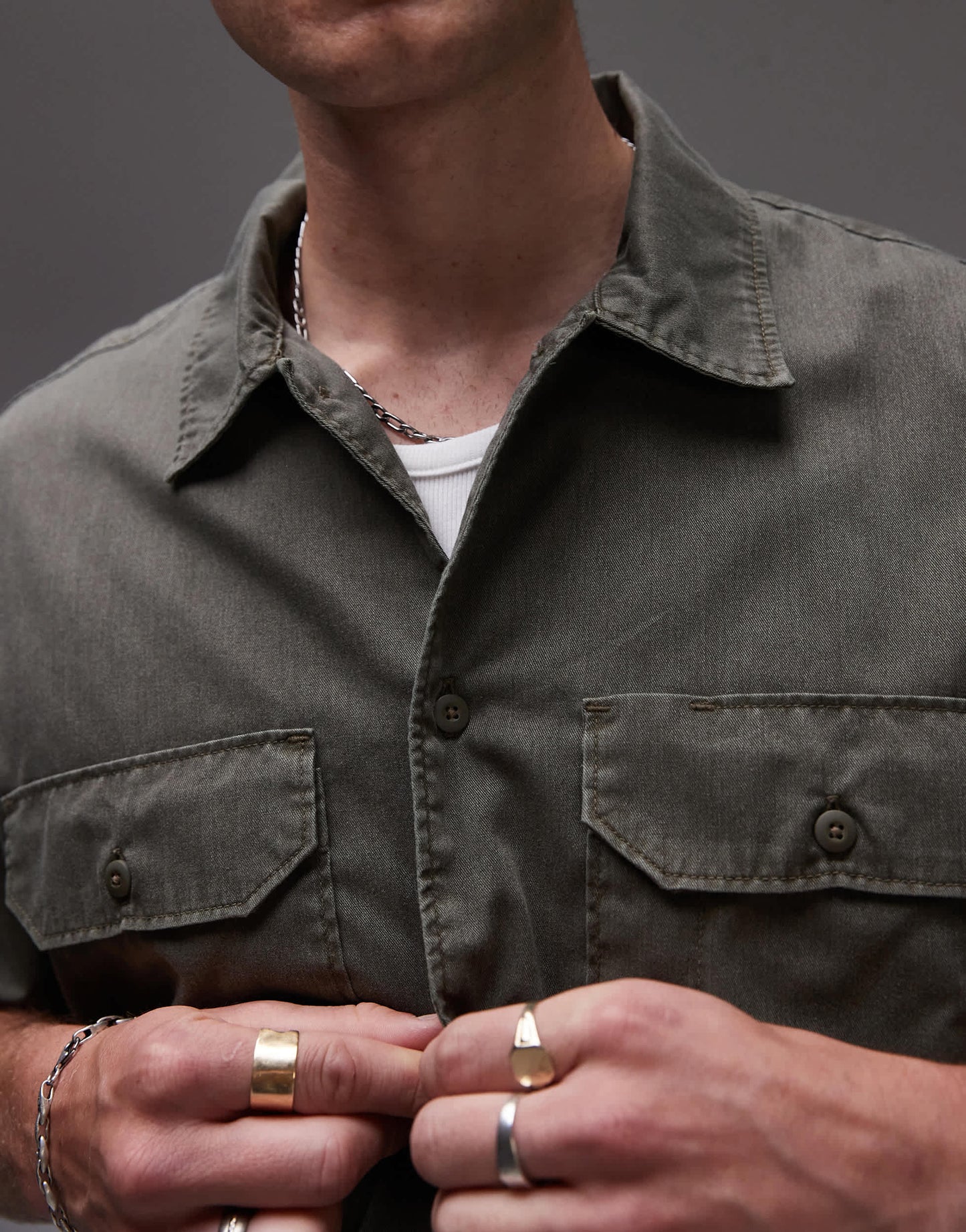 Dickies unionville boxy fit work shirt in khaki green