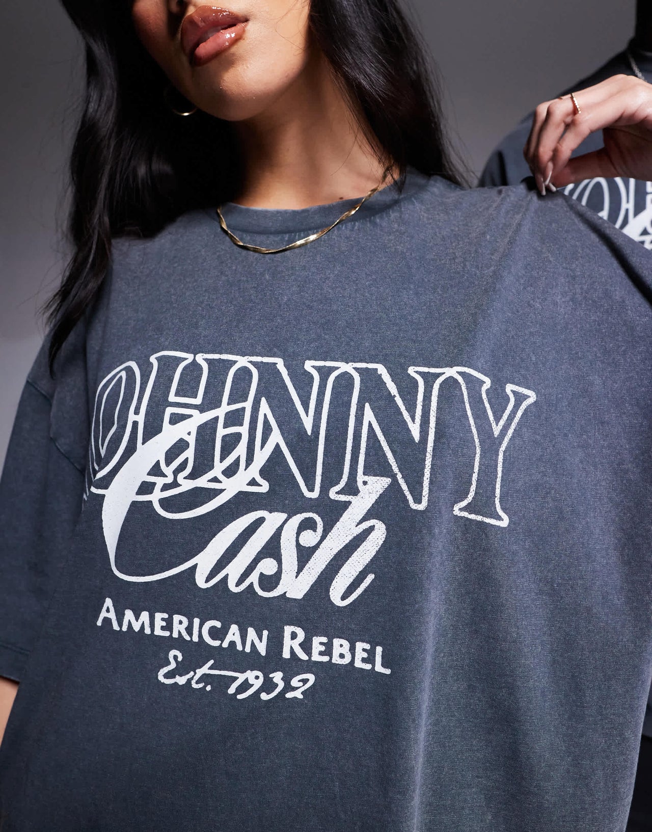 ASOS DESIGN unisex oversized t-shirt with Johnny Cash prints in washed black