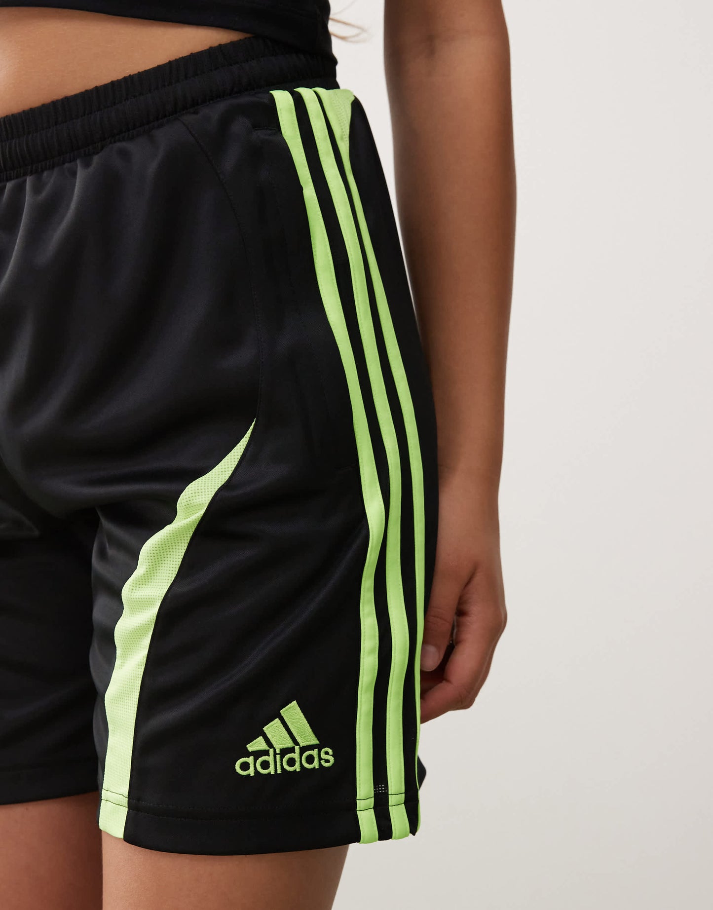 adidas Originals Teamgeist shorts in black and lime