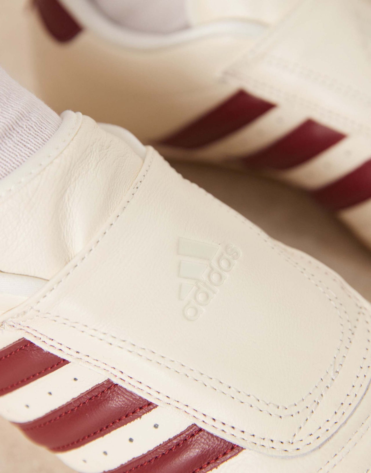 adidas Originals Taekwondo trainers in off white and maroon