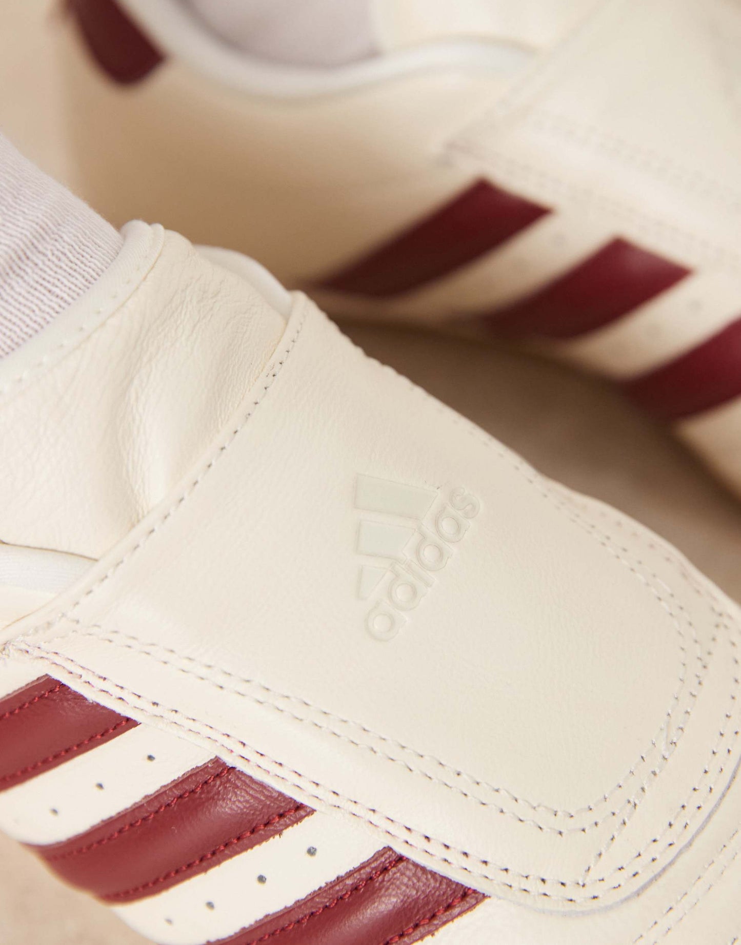 adidas Originals Taekwondo trainers in off white and maroon