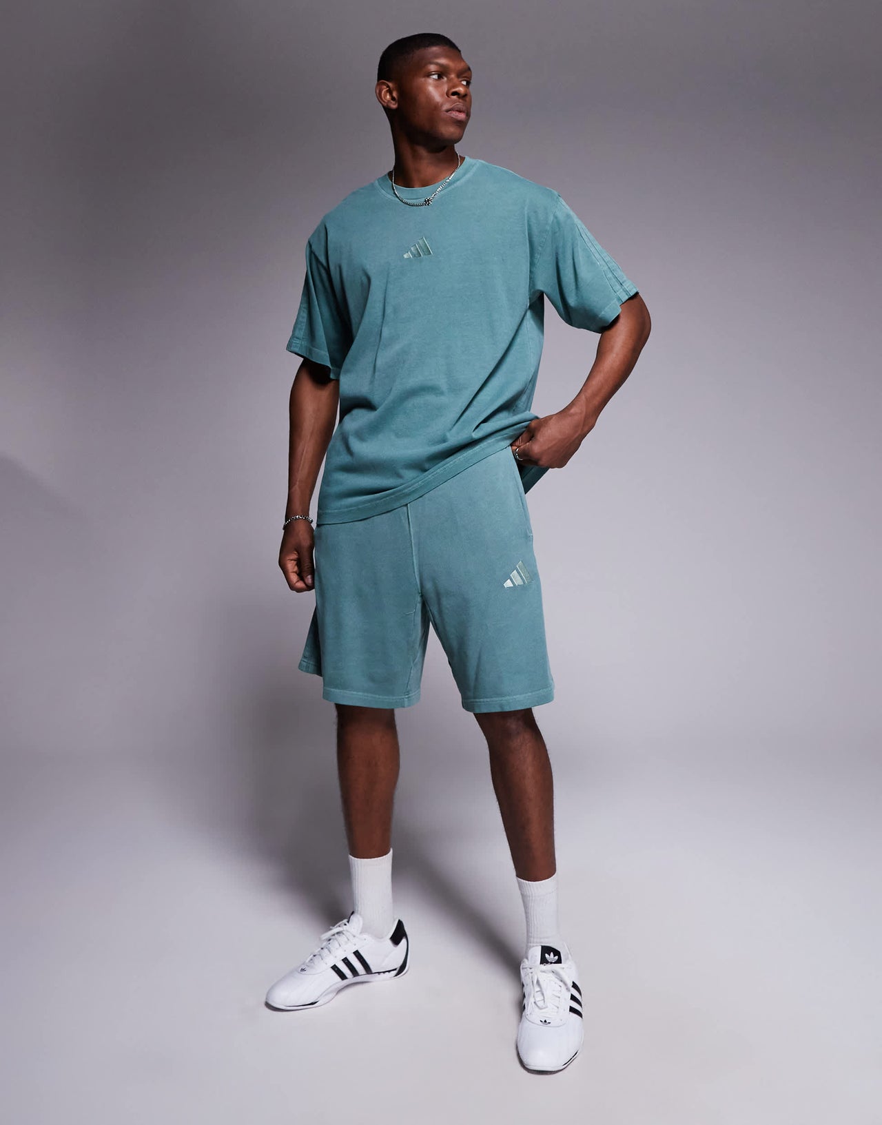 adidas Sportswear shorts in washed green