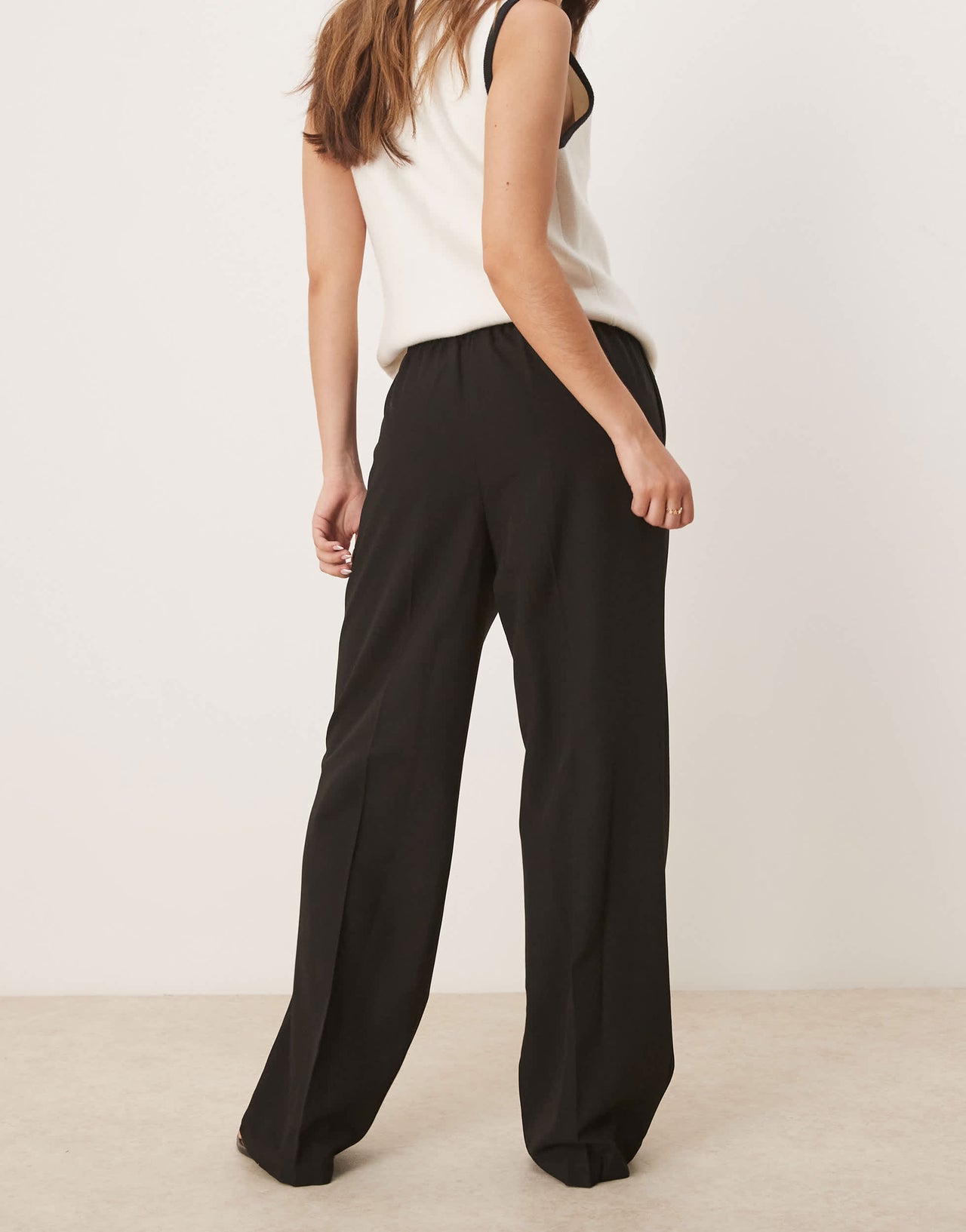 ASOS DESIGN tailored pull on trousers in black