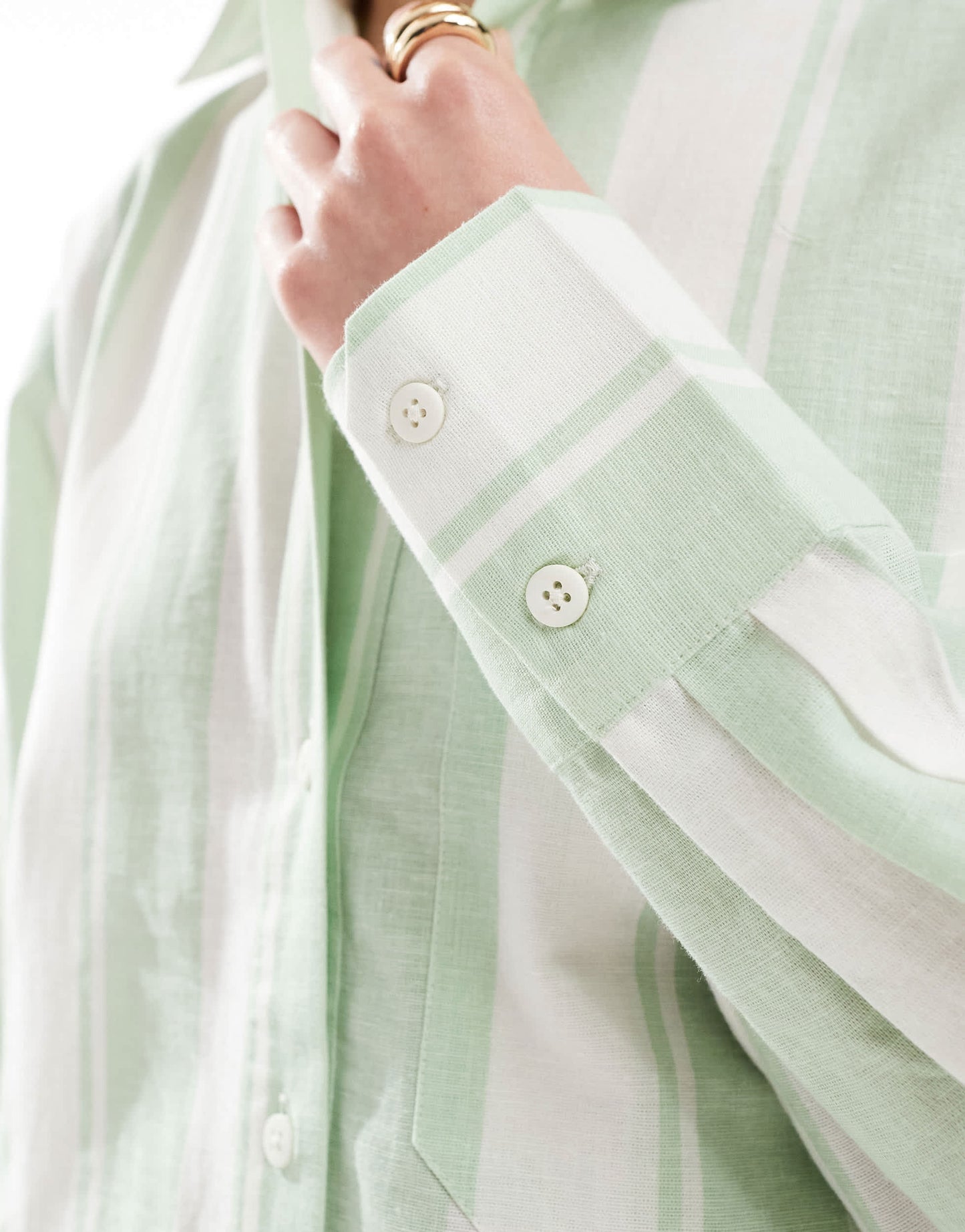 ASOS DESIGN linen blend oversized shirt in wide stripe