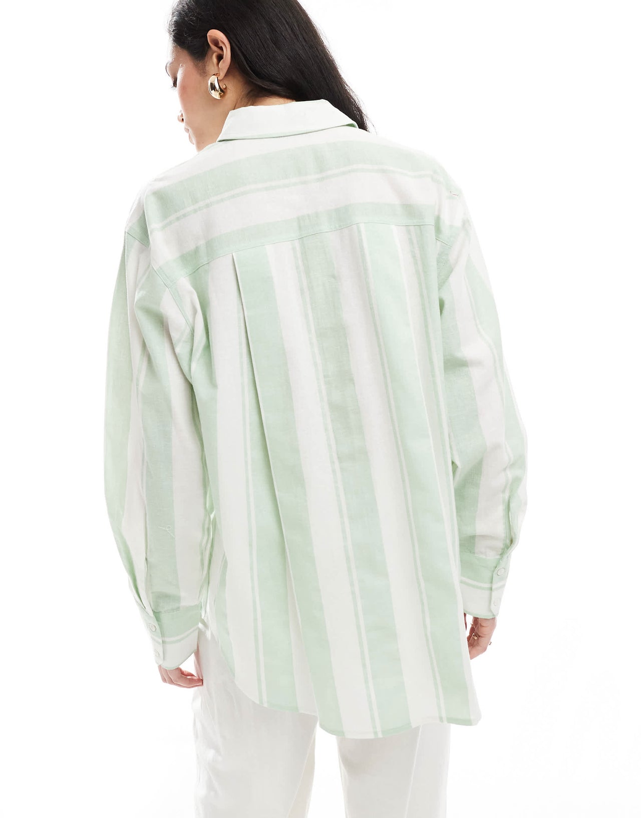 ASOS DESIGN linen blend oversized shirt in wide stripe