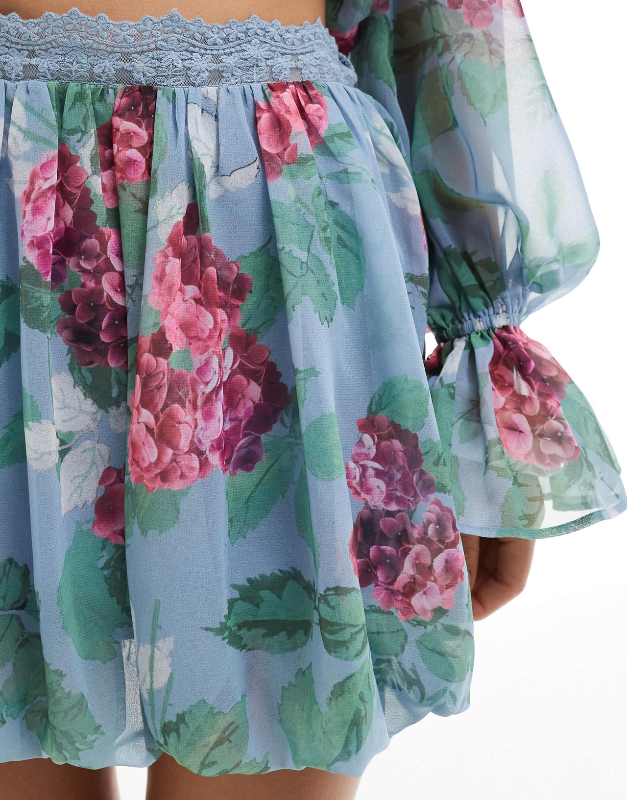 ASOS DESIGN chiffon bubble mini skirt co-ord in floral print