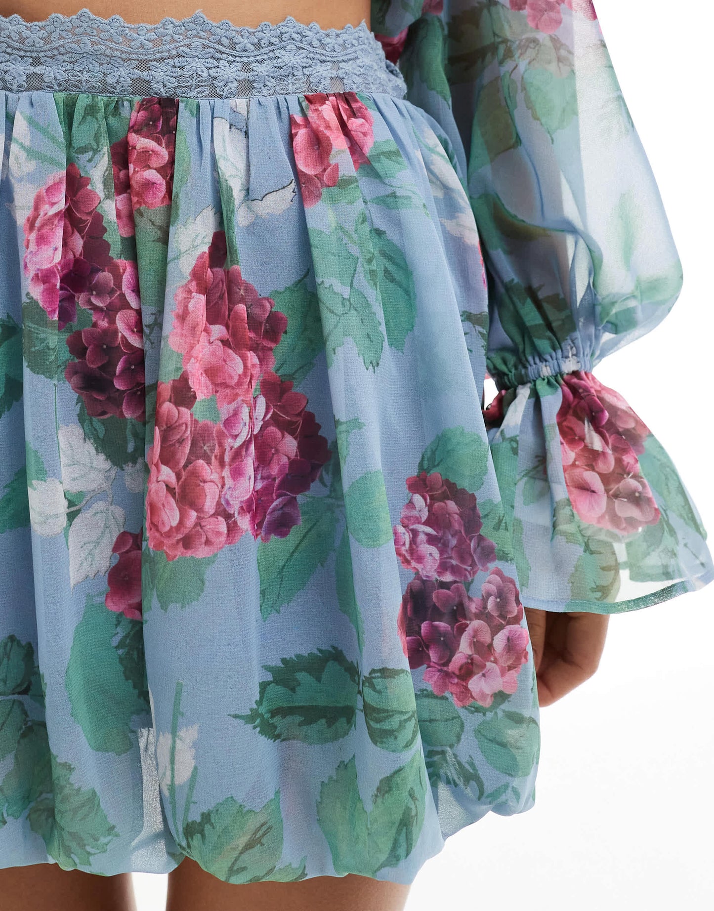 ASOS DESIGN chiffon bubble mini skirt co-ord in floral print