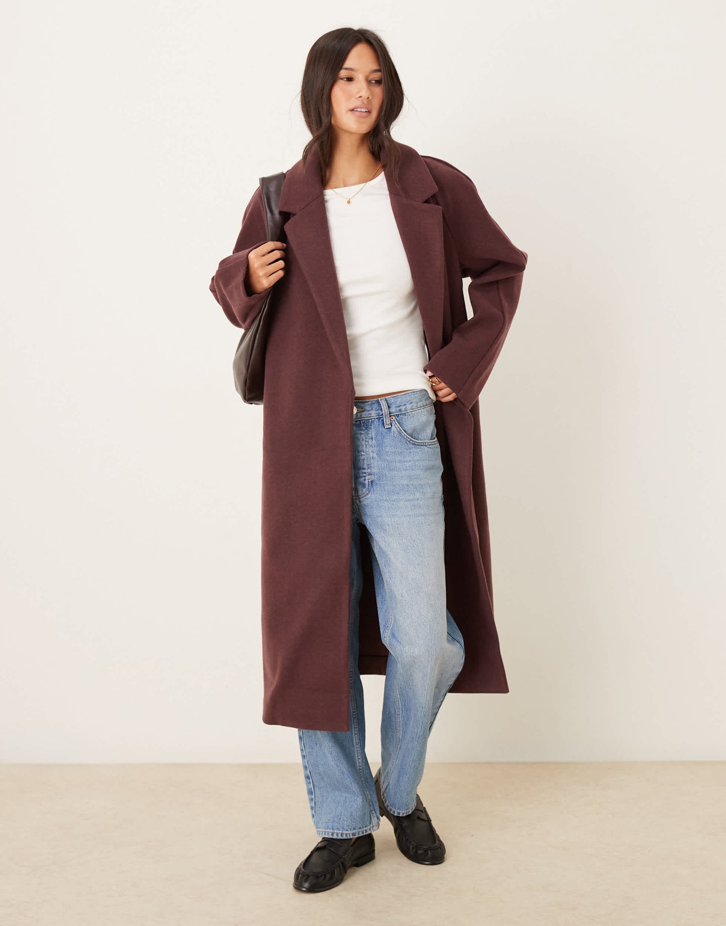 ASOS DESIGN chuck on overcoat in plum