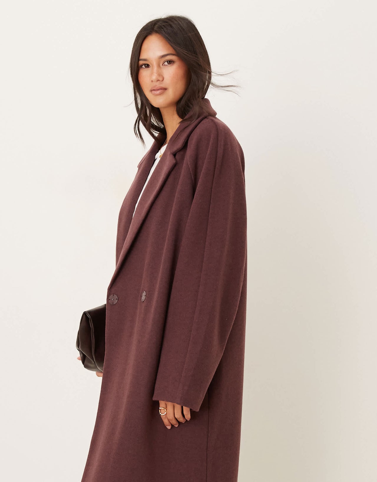 ASOS DESIGN chuck on overcoat in plum