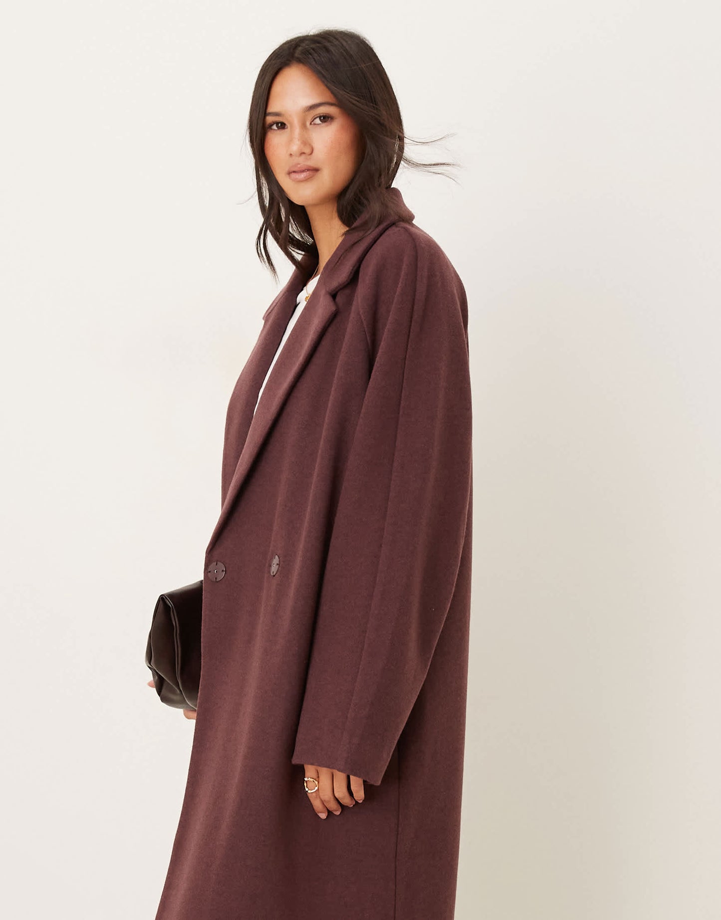 ASOS DESIGN chuck on overcoat in plum