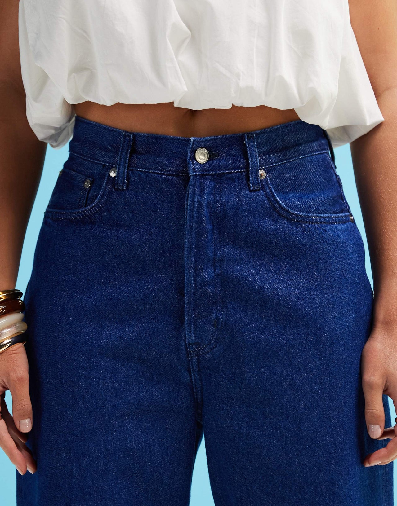 ARKET Amber barrel leg jeans in clean rich blue wash