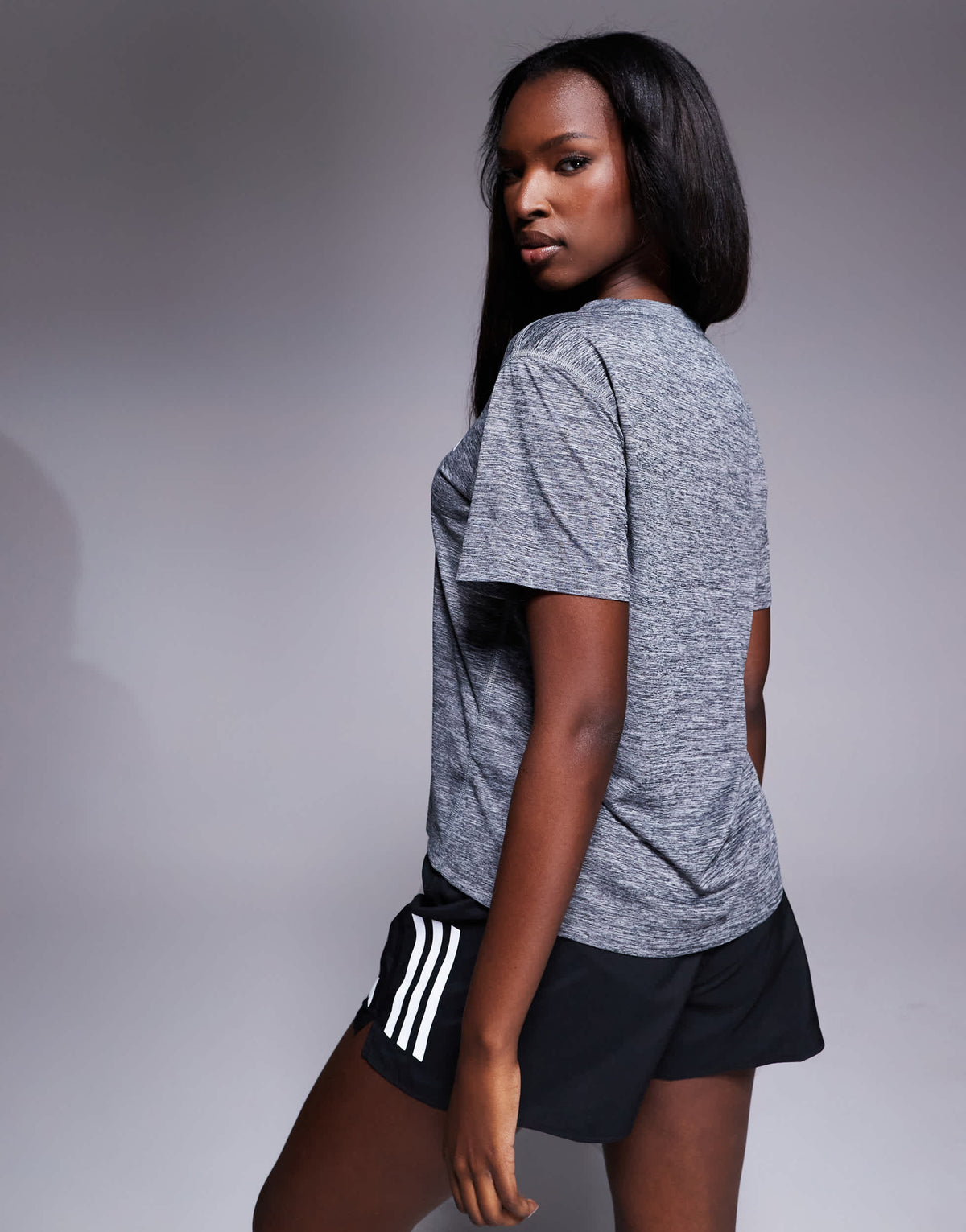 adidas Running Own The Run t-shirt in grey melange