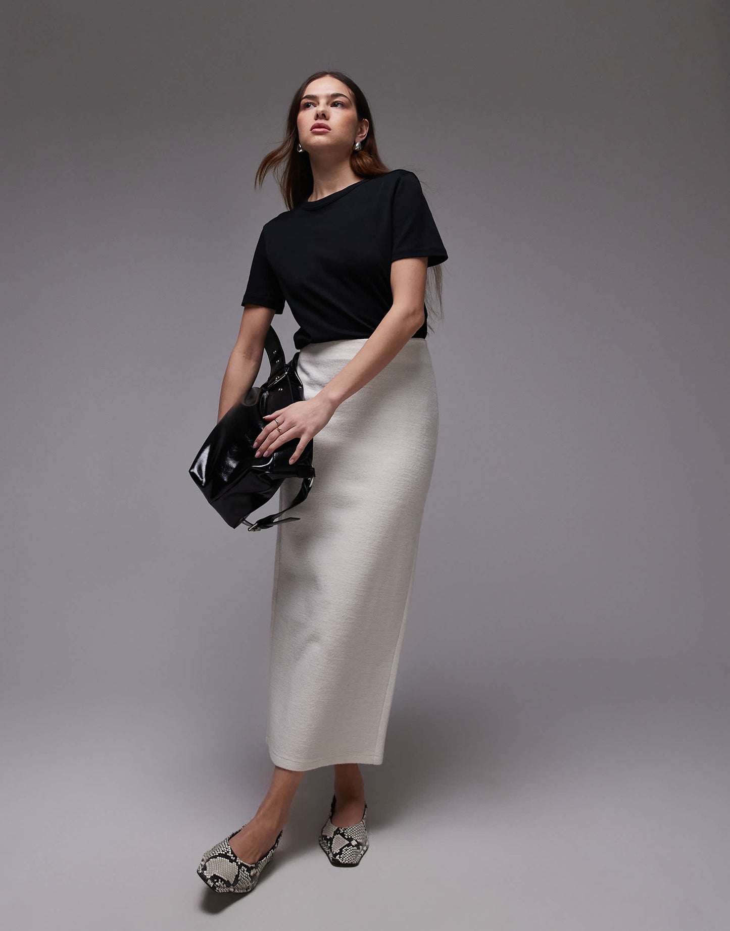 Mango midi skirt in light beige