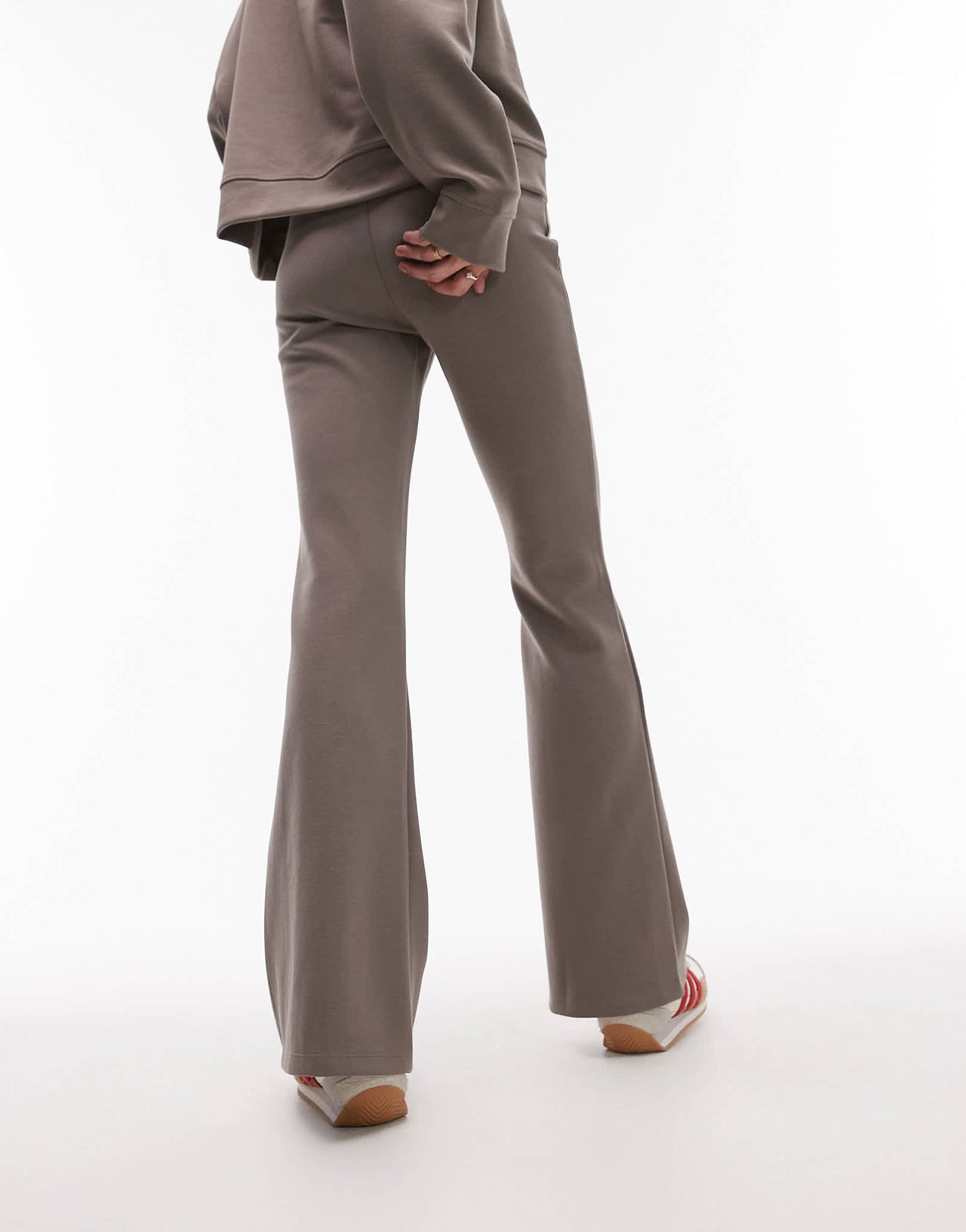Mango soft touch flared jogger co-ord in light brown