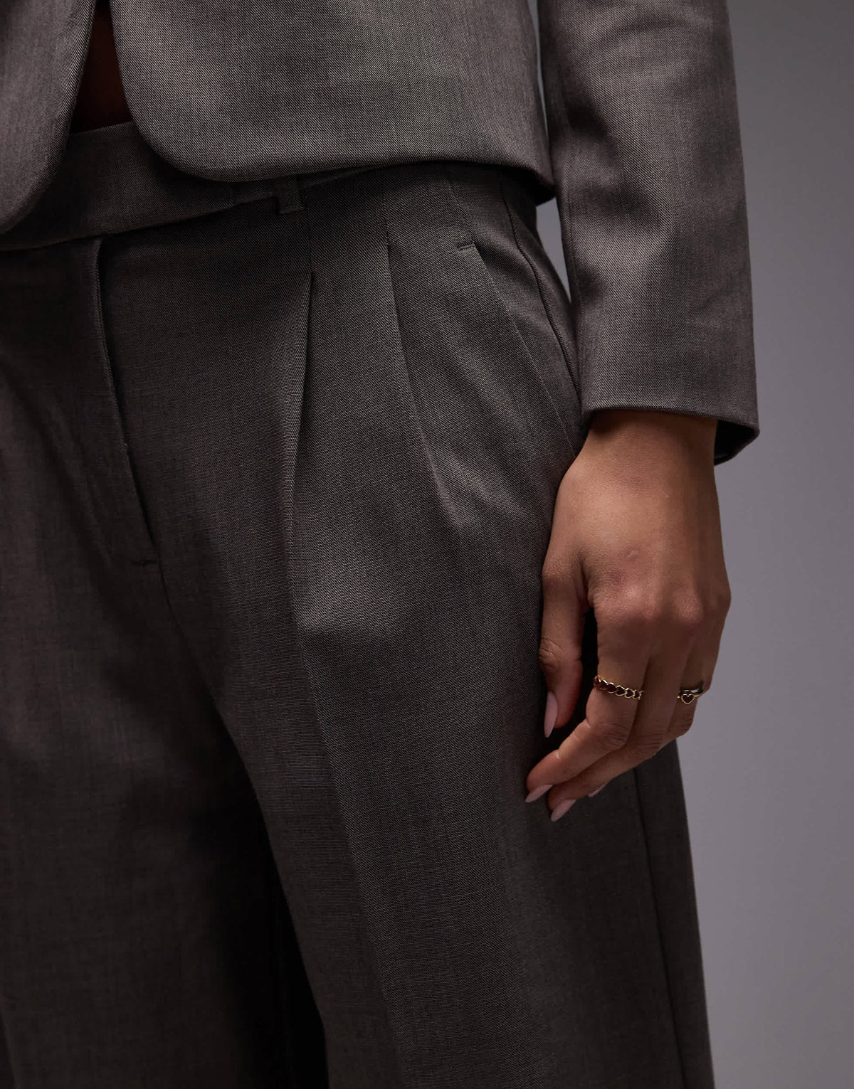 Mango pleat front wide leg trousers co-ord in brown
