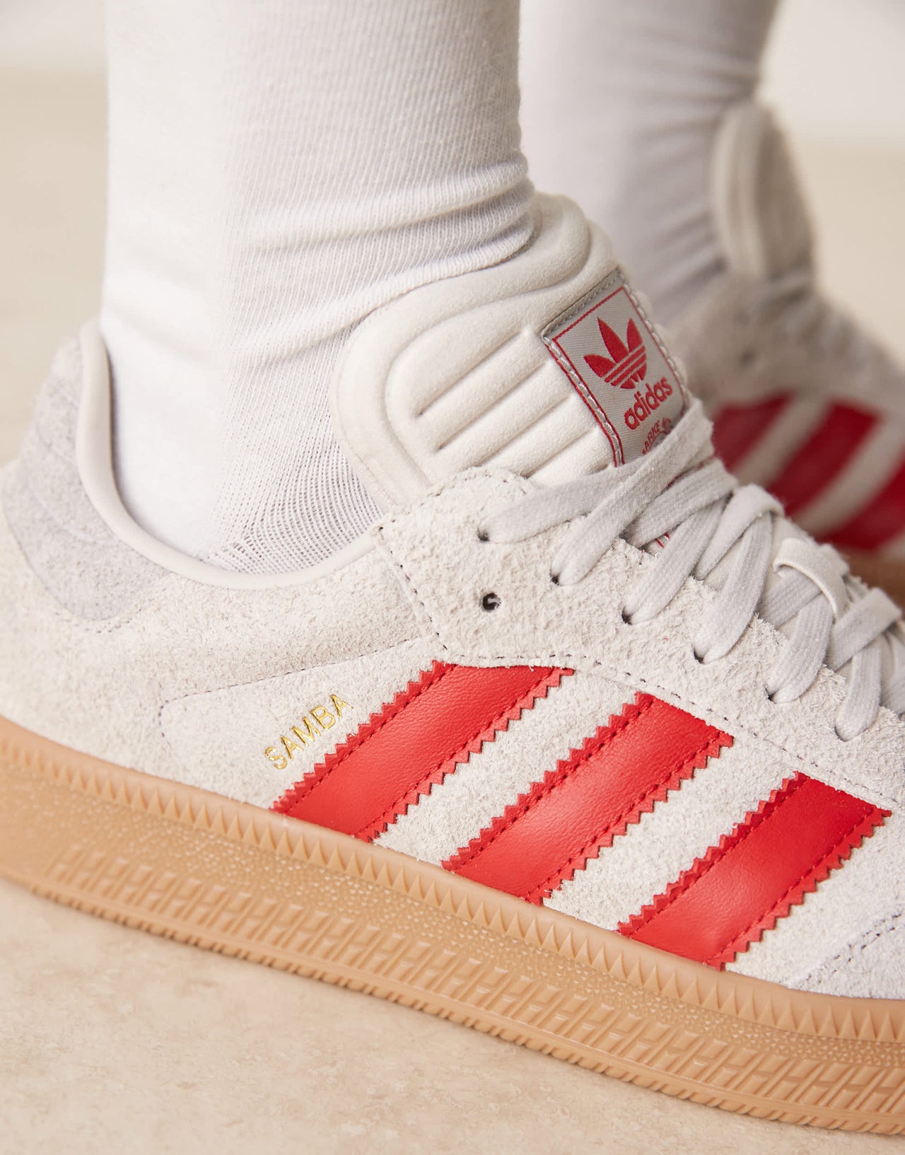 adidas Originals Samba XLG trainers in grey and red