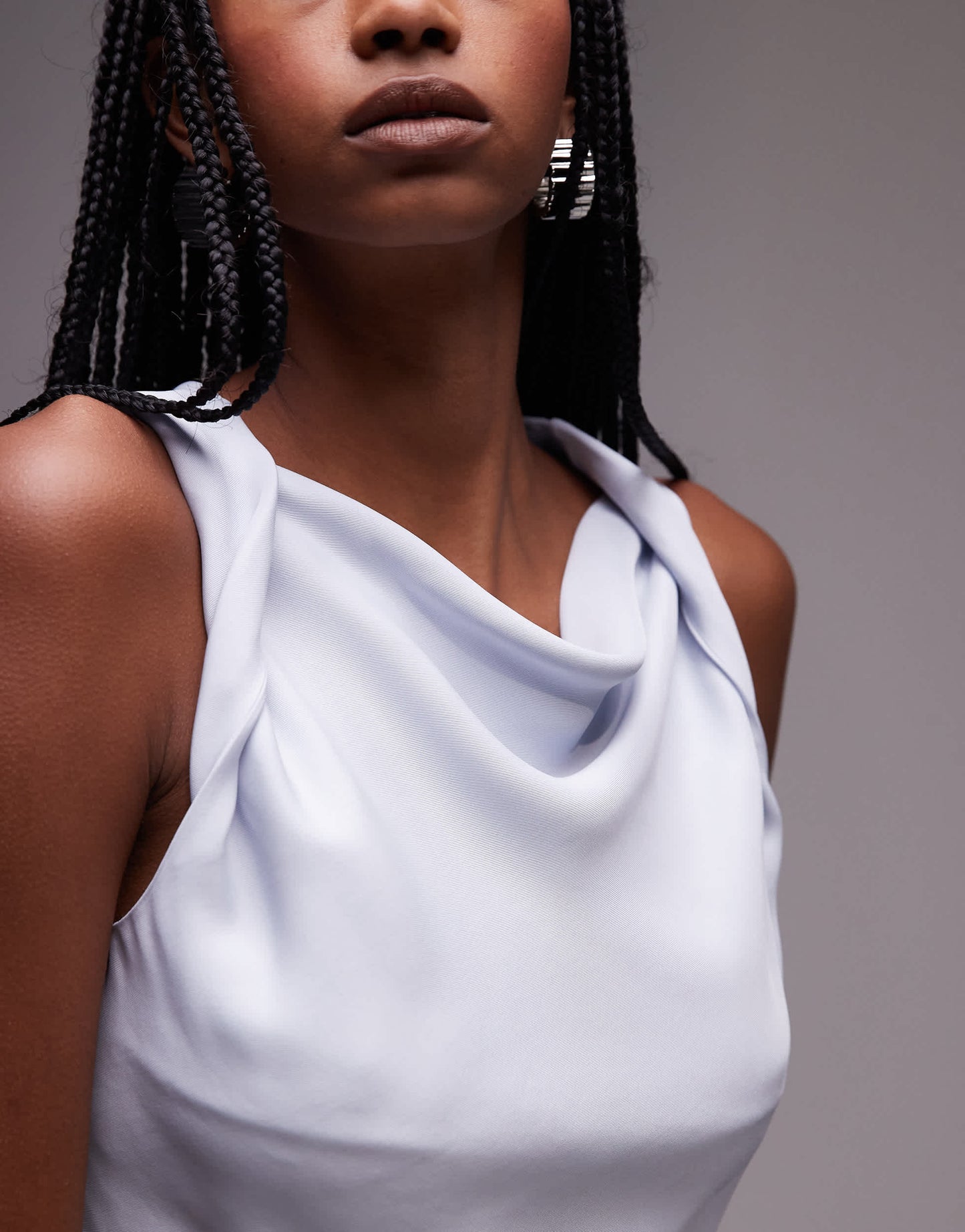 Topshop twist strap sleeveless top in icey blue