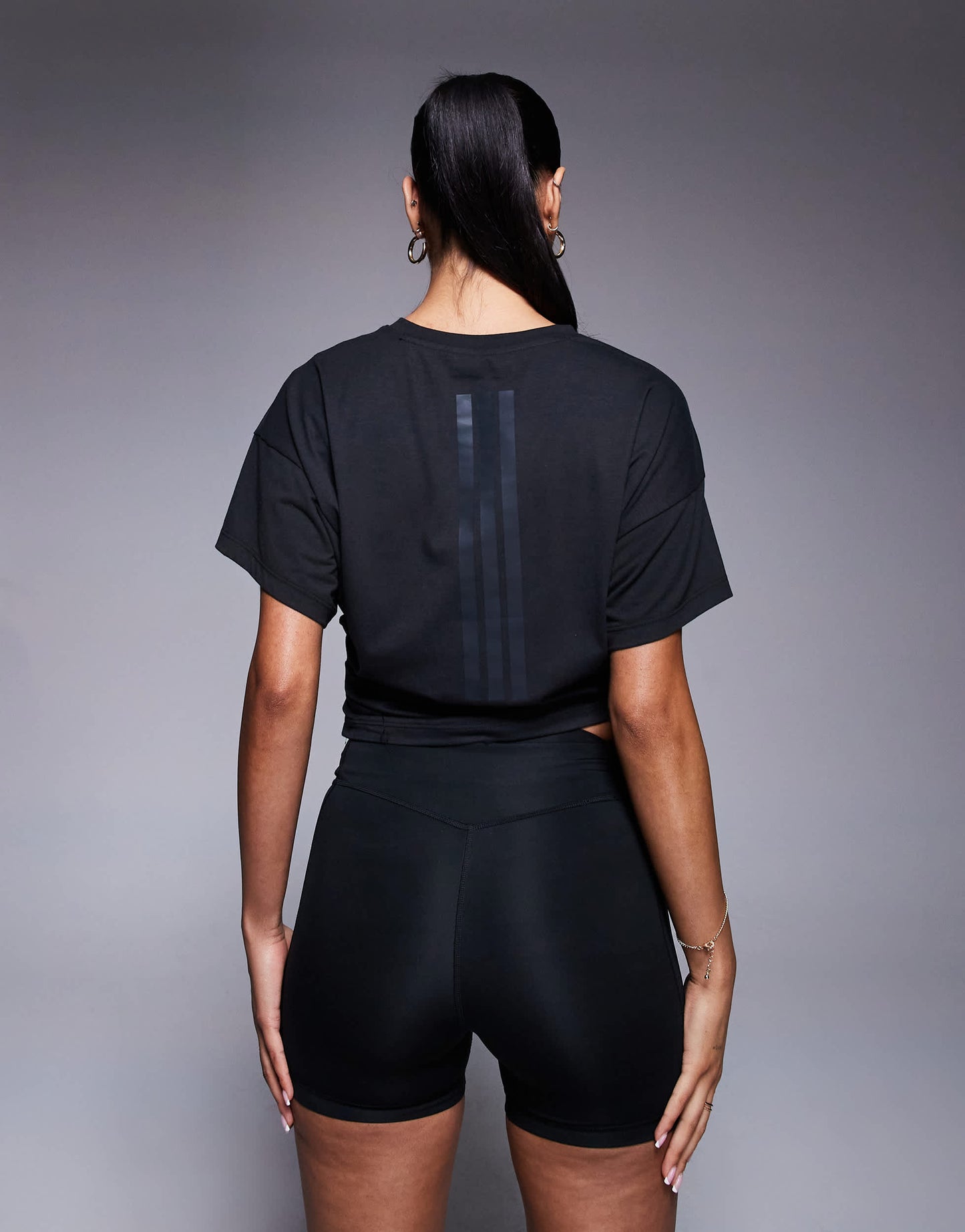 adidas Training Power twist back t-shirt in black