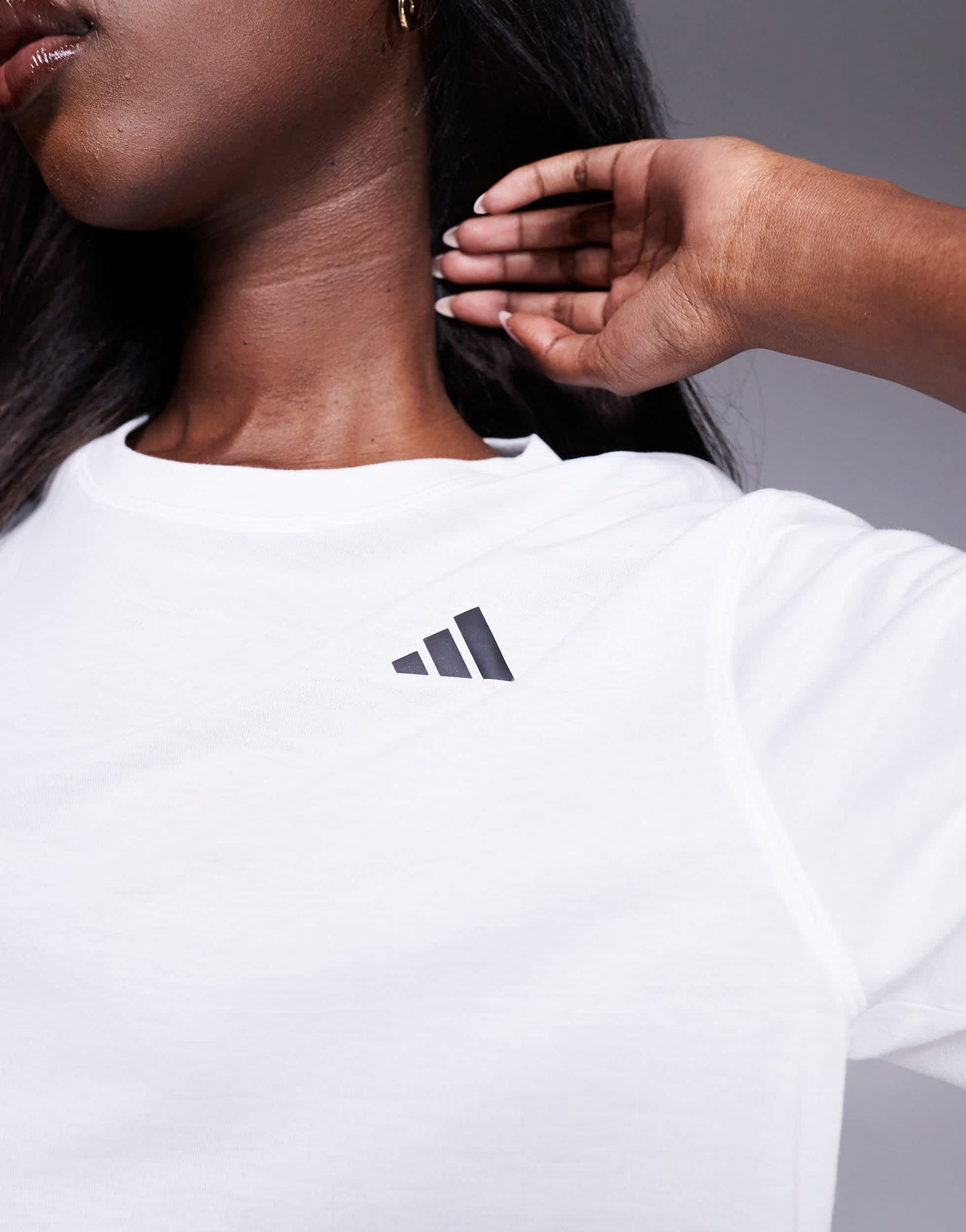 adidas Training essentials cropped t-shirt in white