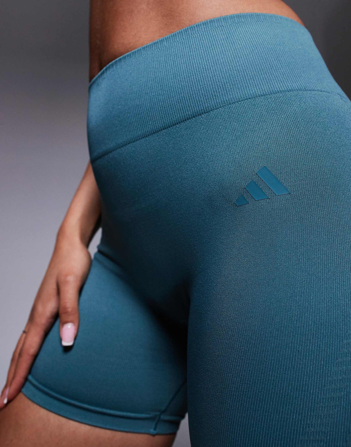 adidas Training knit 4"""" booty shorts in teal