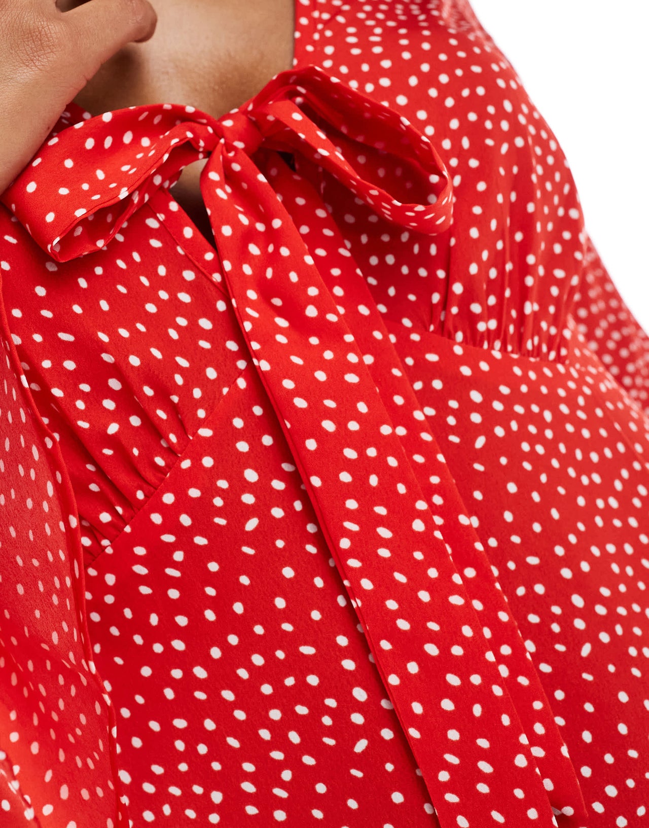 Wednesday's Girl micro dot flared sleeve mini dress in red