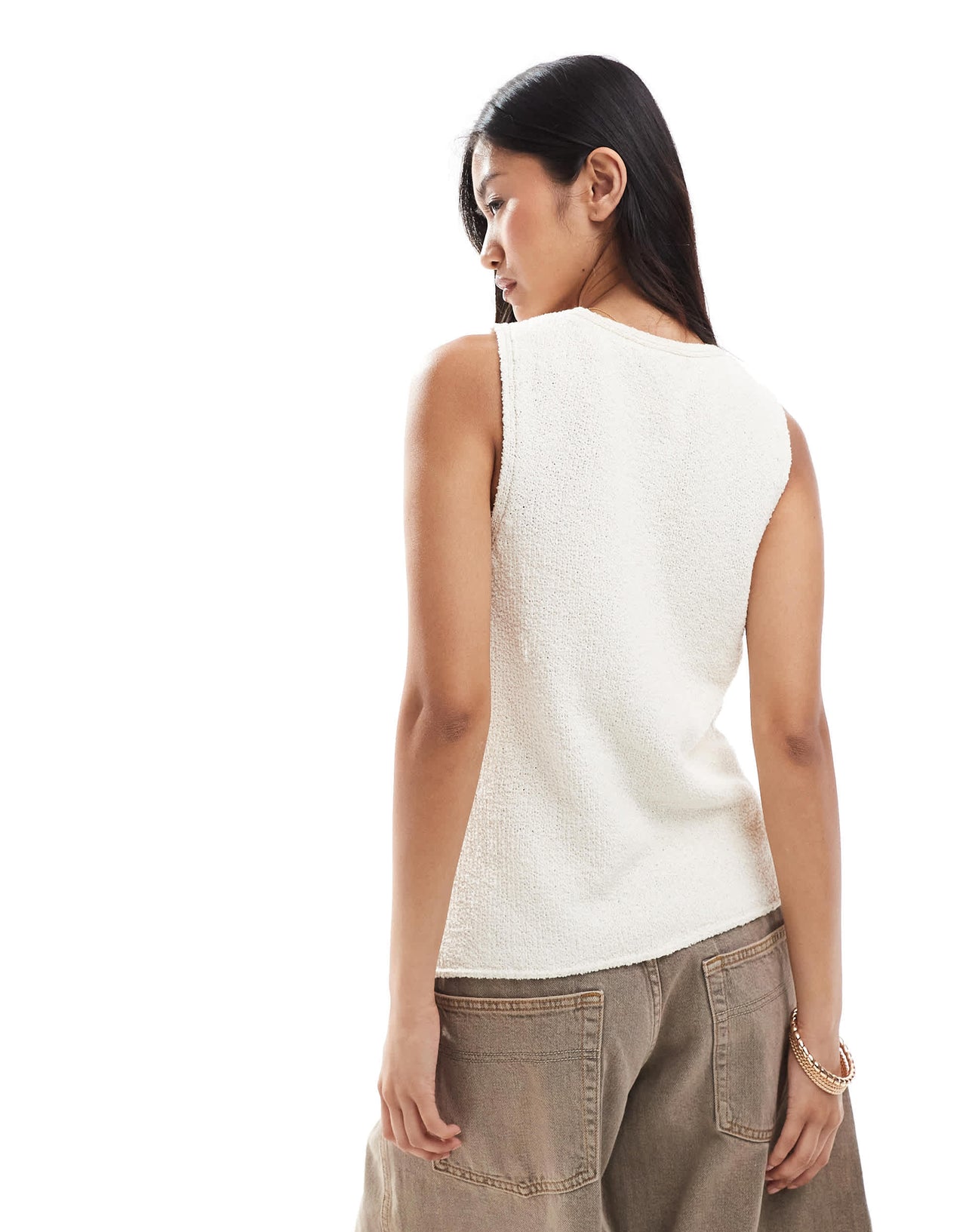 ONLY textured knitted waistcoat in beige
