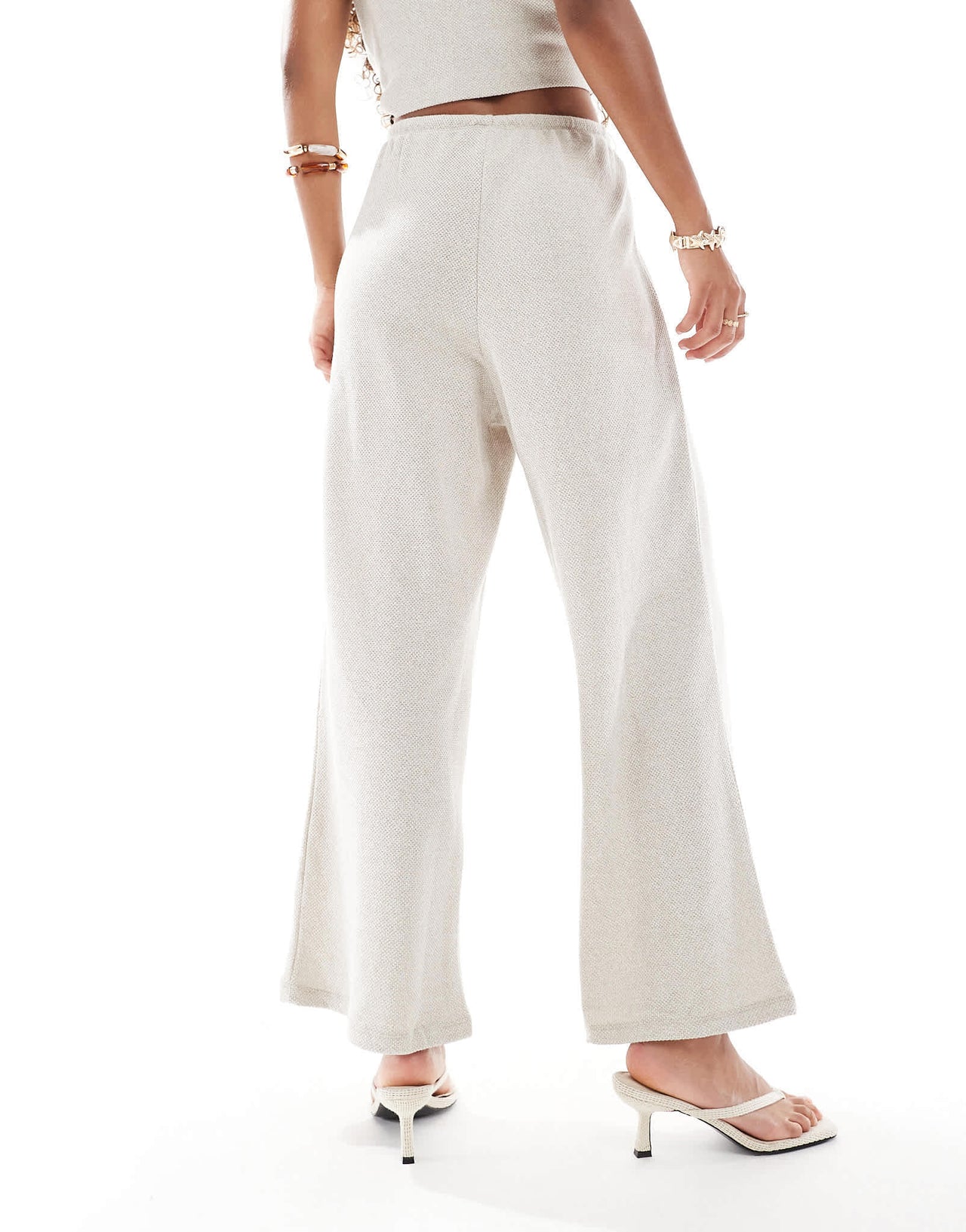 ONLY textured wide leg tailored trousers co-ord in stone