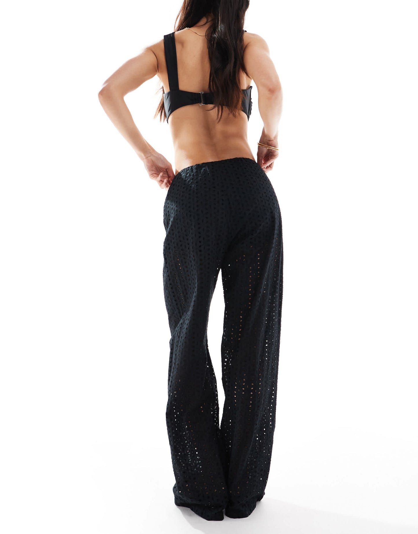 ONLY pointelle trousers with shorts insert in black