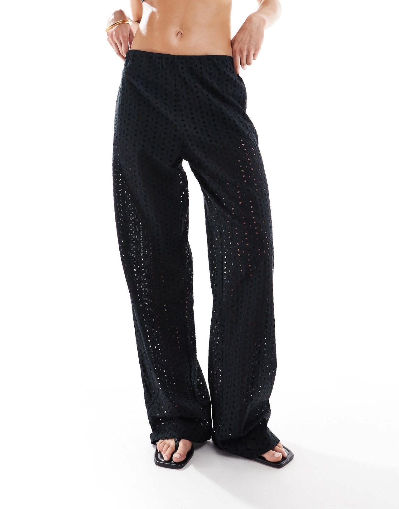 ONLY pointelle trousers with shorts insert in black