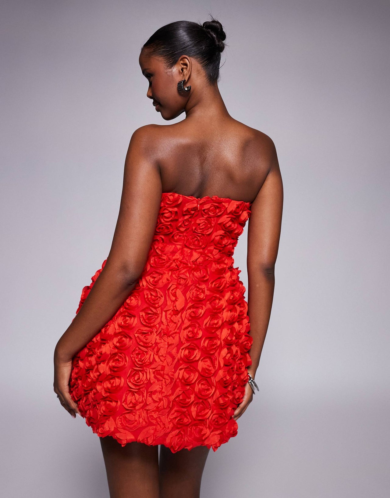 Jaded Rose 3D floral corset mini dress in red