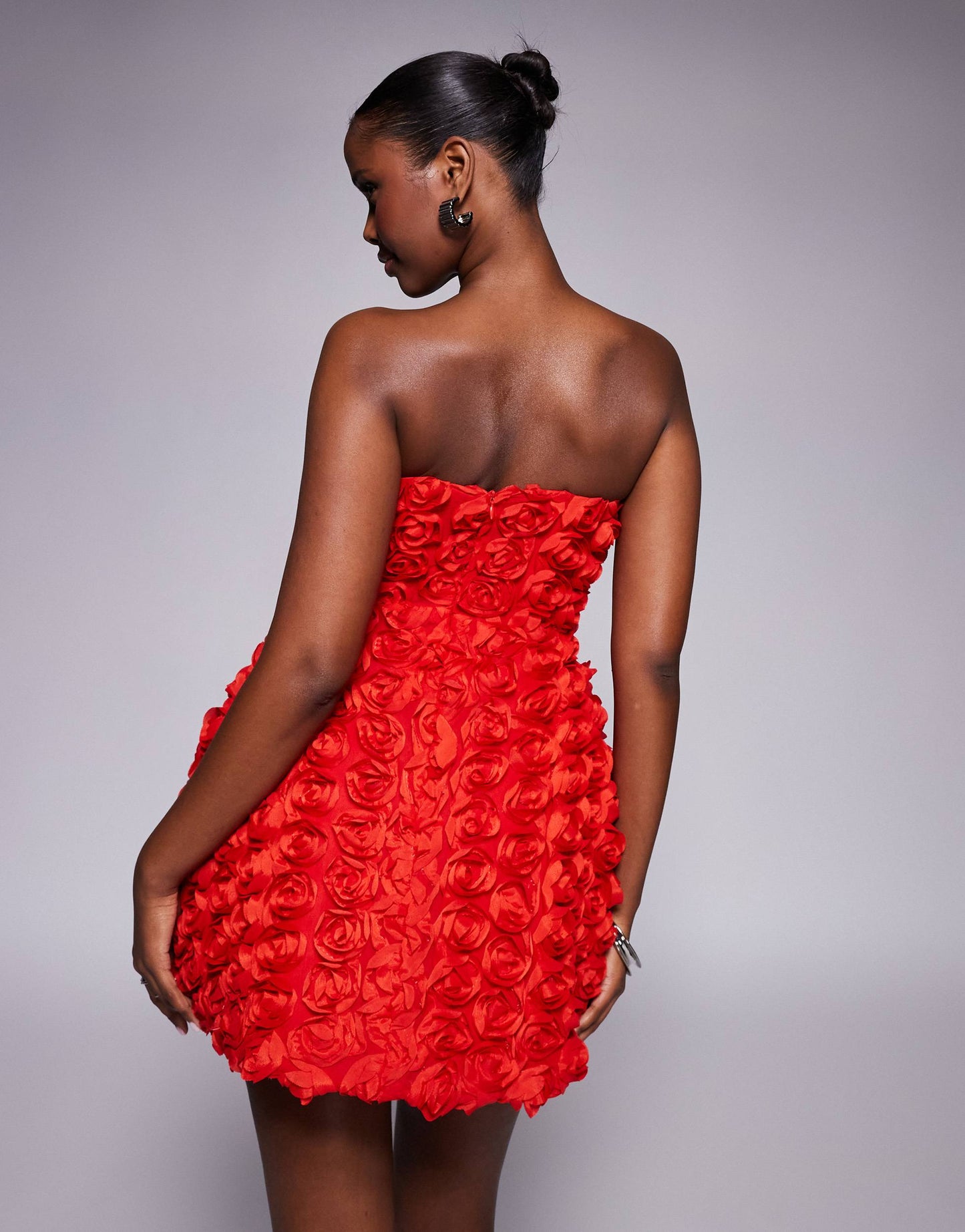 Jaded Rose 3D floral corset mini dress in red