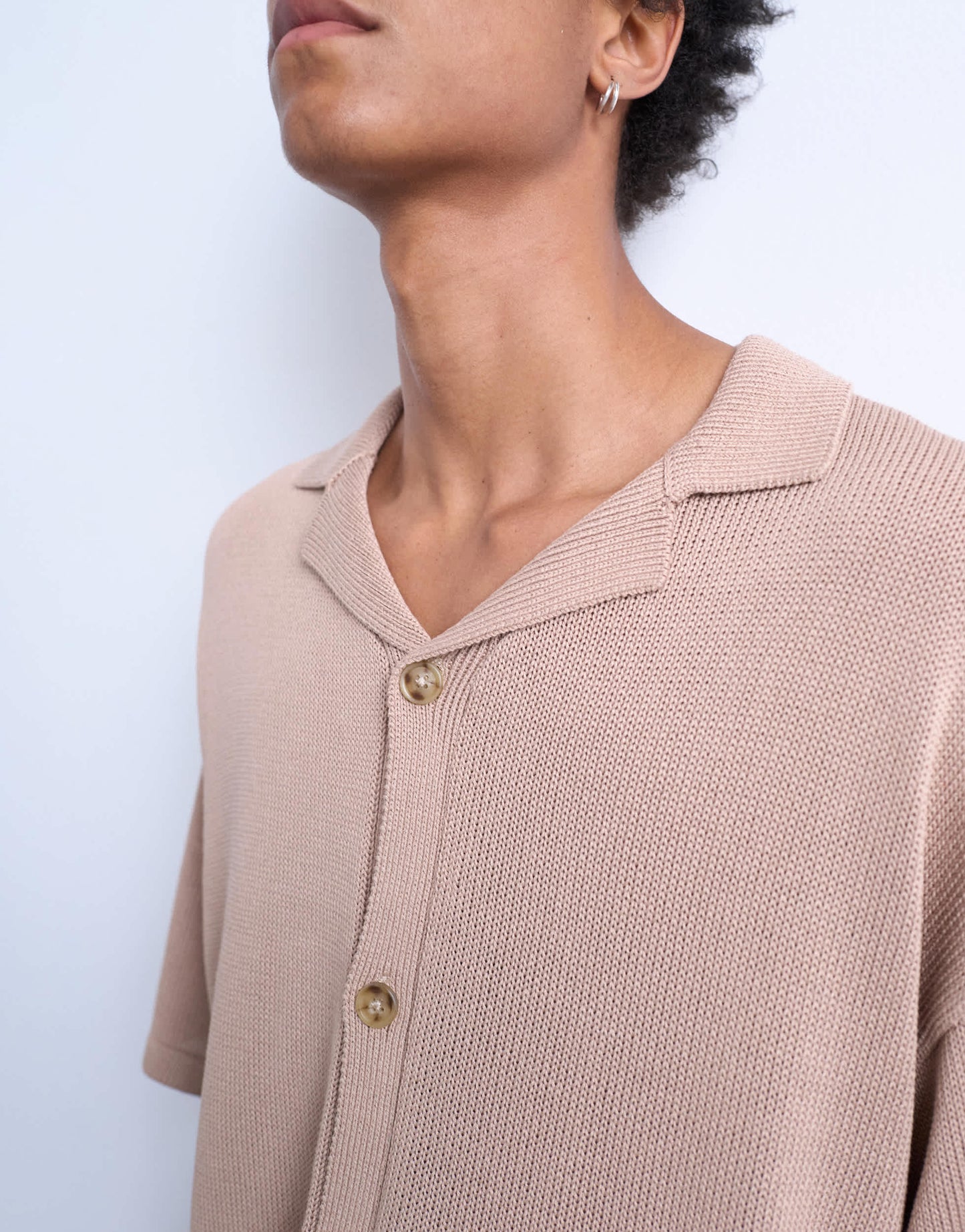 Topman relaxed button through shirt in stone