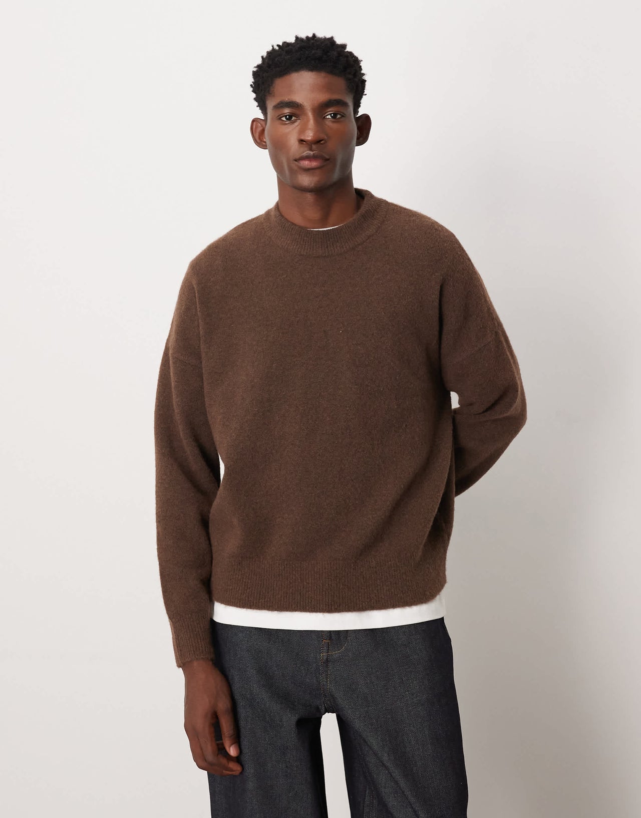 ASOS DESIGN oversized brushed knitted crew neck jumper in brown