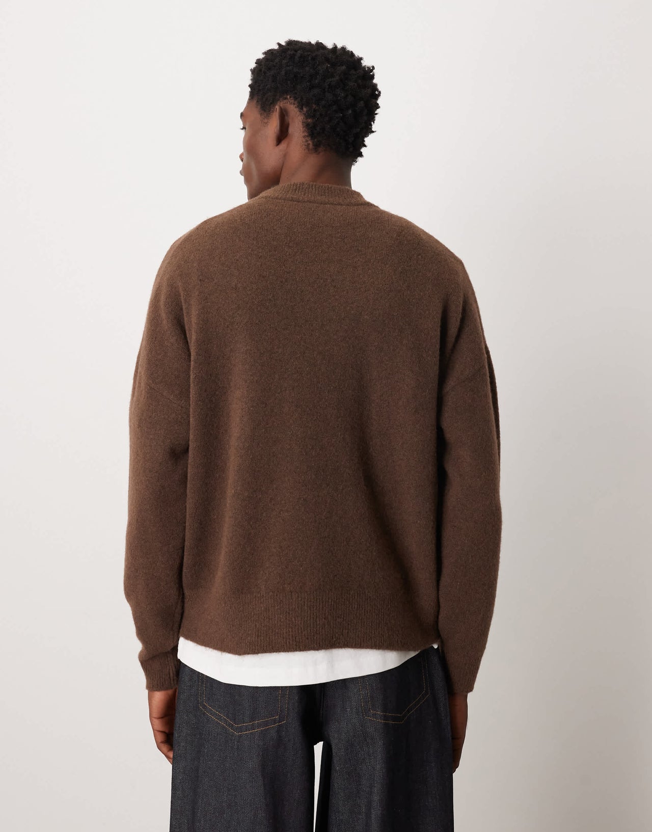 ASOS DESIGN oversized brushed knitted crew neck jumper in brown