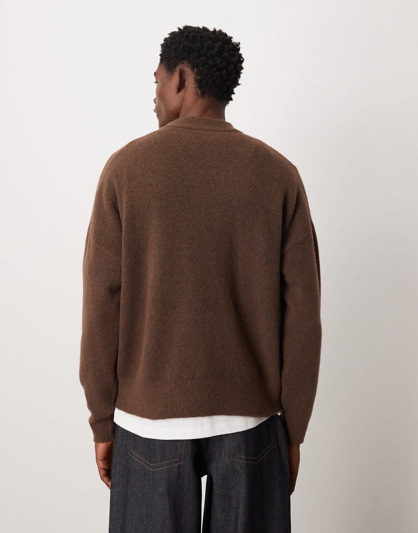 ASOS DESIGN oversized brushed knitted crew neck jumper in brown