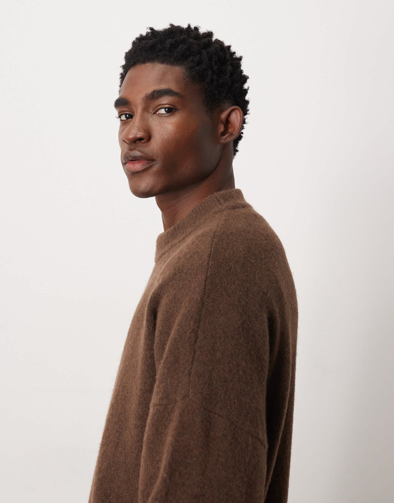 ASOS DESIGN oversized brushed knitted crew neck jumper in brown