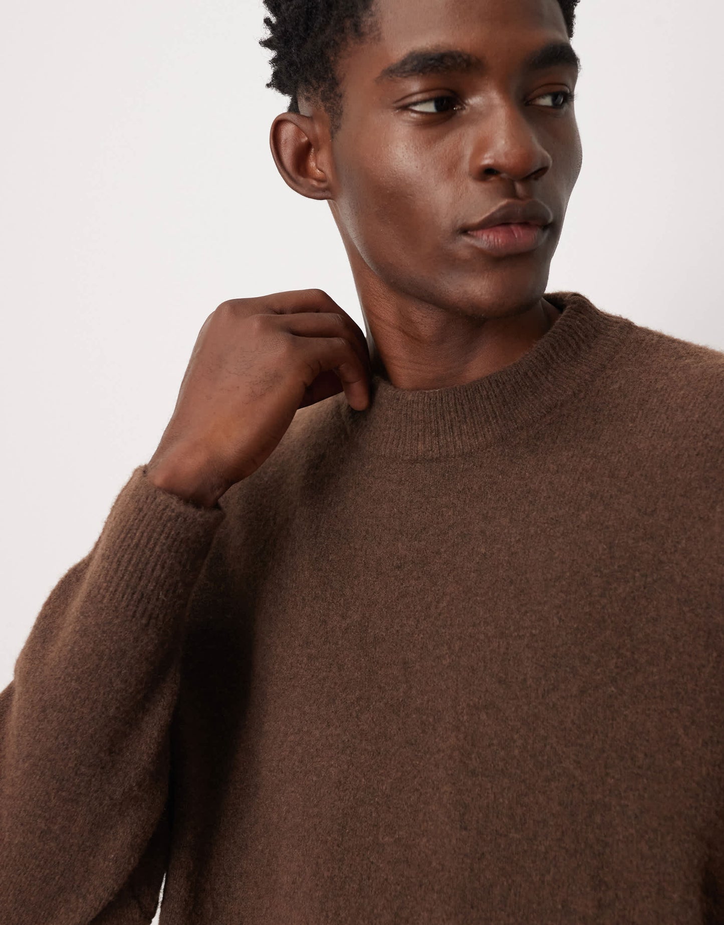 ASOS DESIGN oversized brushed knitted crew neck jumper in brown
