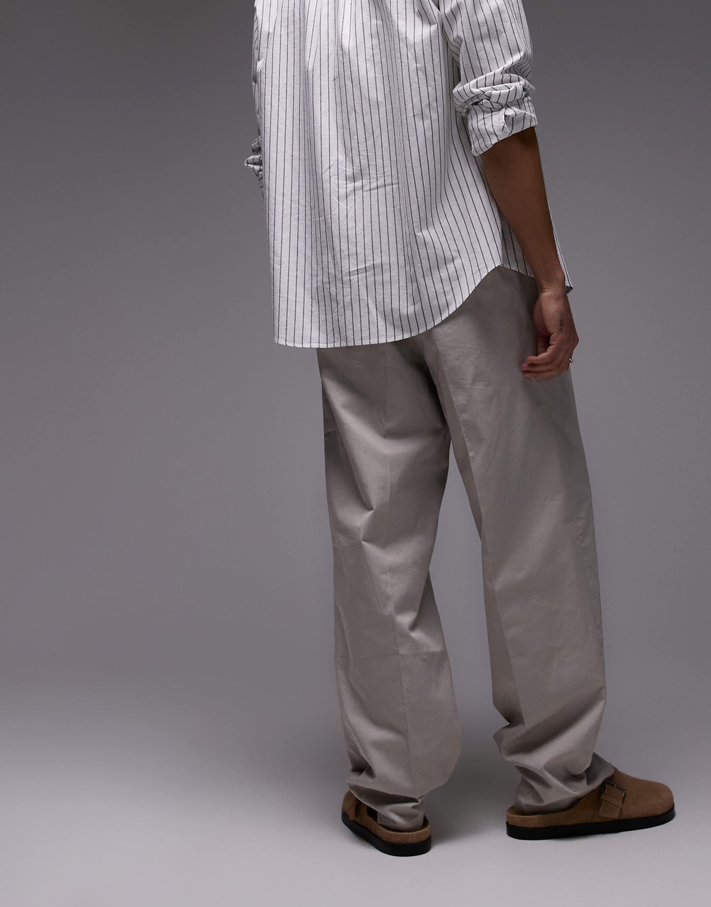 ARKET cotton loose fit chino trousers in dark stone