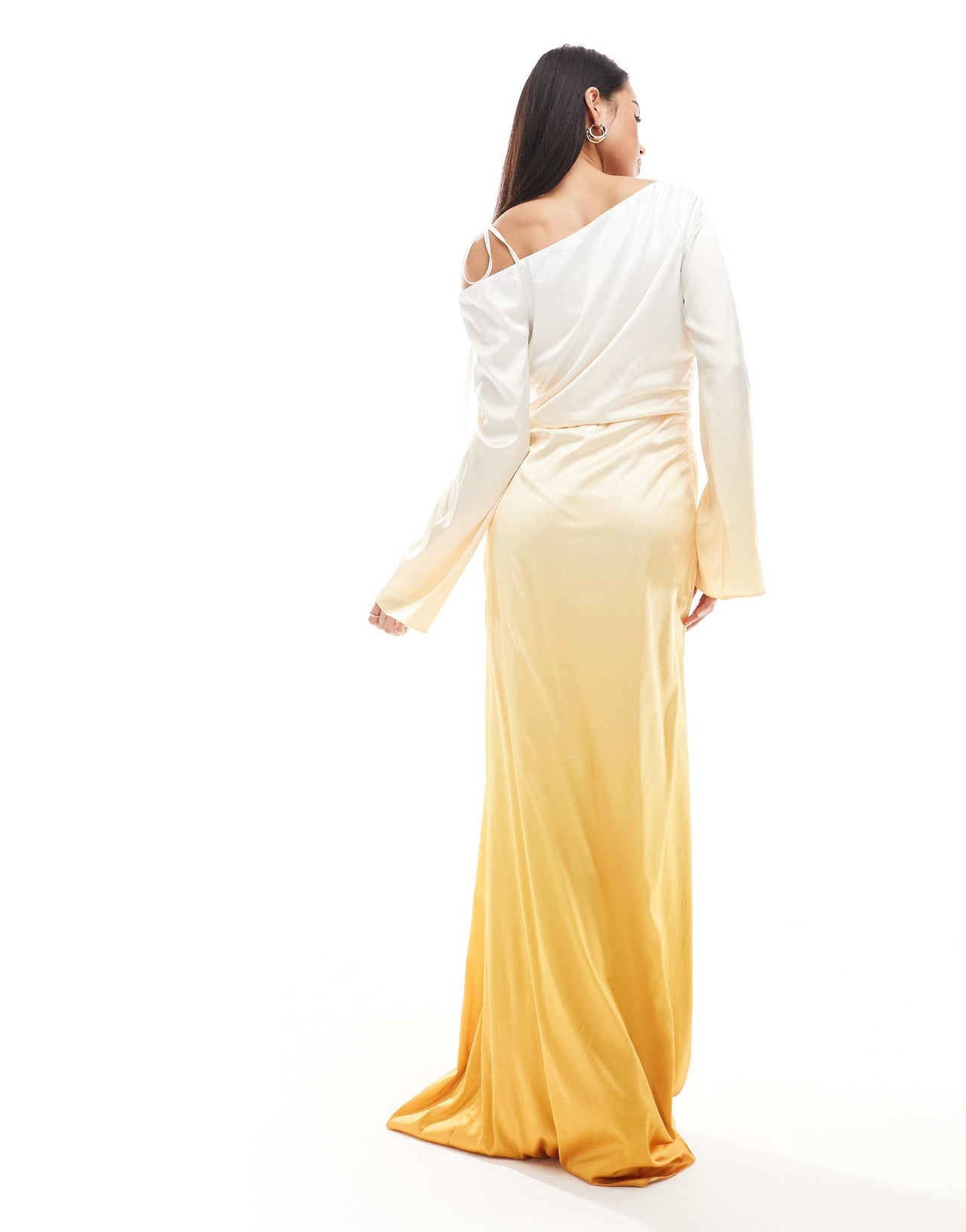 TFNC Bridesmaid long sleeve ombre maxi dress in yellow