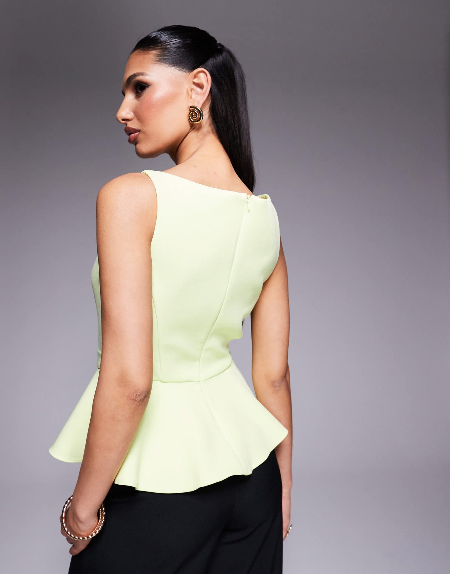 River Island seamed peplum top in green