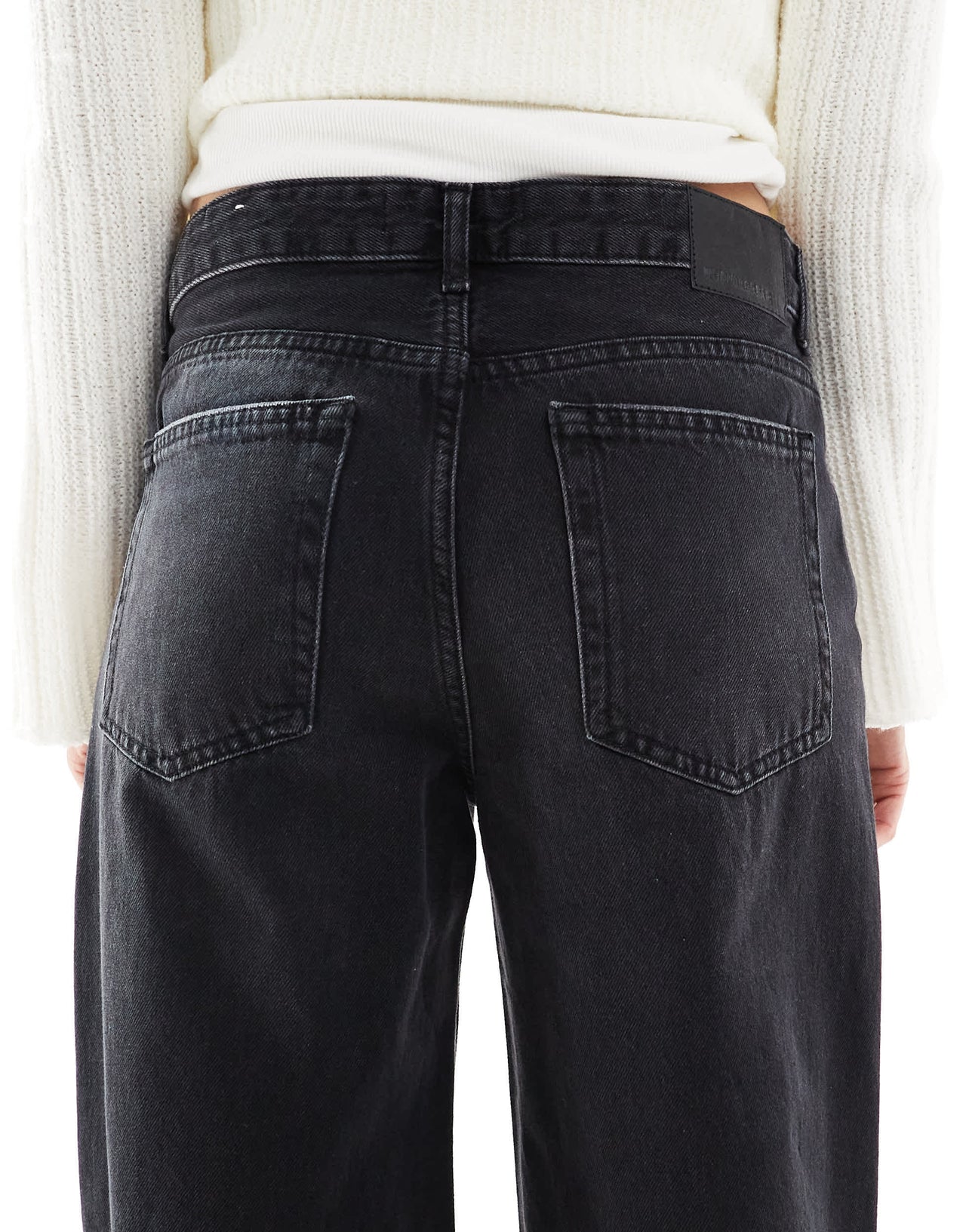Pull&Bear baggy oversized wide leg jean in washed black
